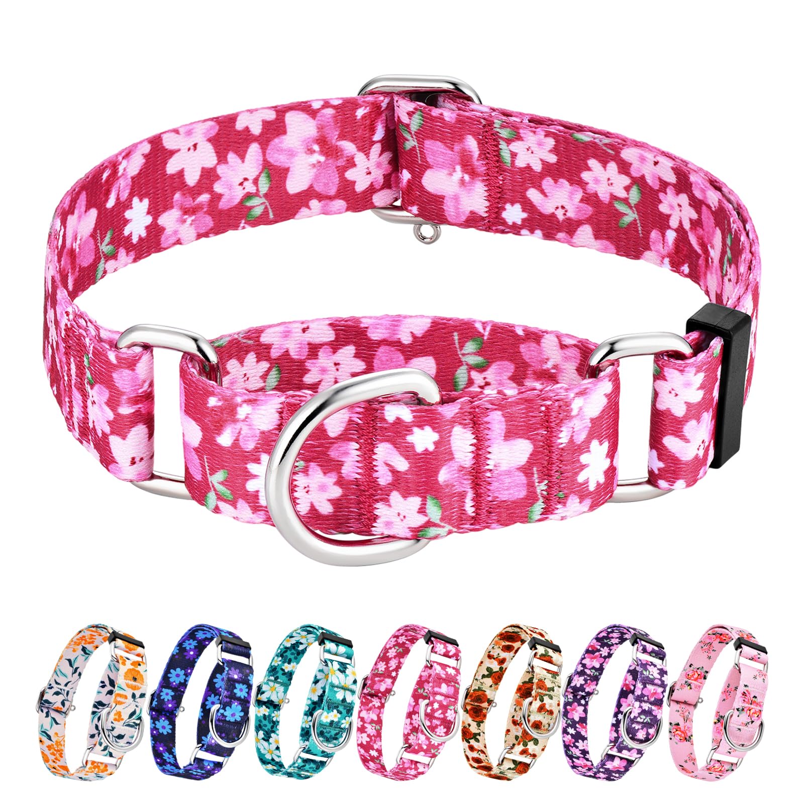 Hikiko Martingale Collar For Dogs With No Buckle Female Designer Floral Dog Collar Nylon No Pull Dog Collars For Small Dogs,Japa