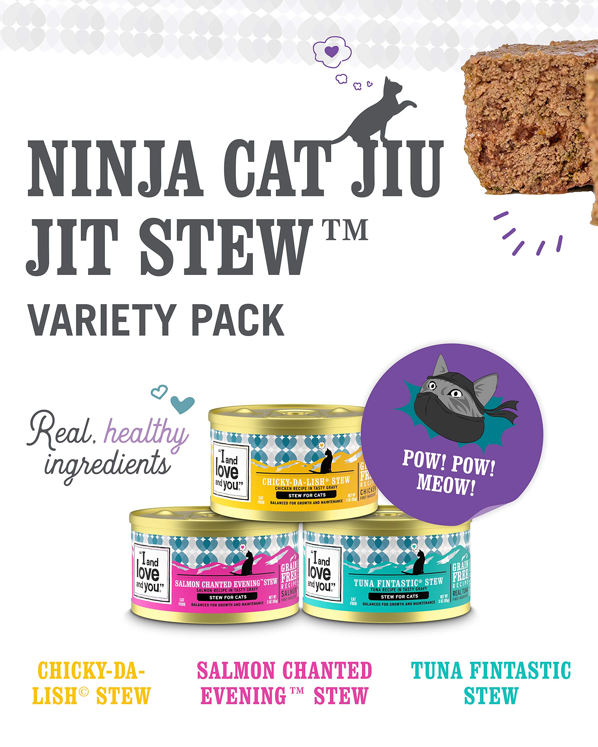 I and love and you Wet Cat Food Variety Pack - Grain Free, Filler Free, 3oz (12 Cans) - Chicken, Salmon, Tuna
