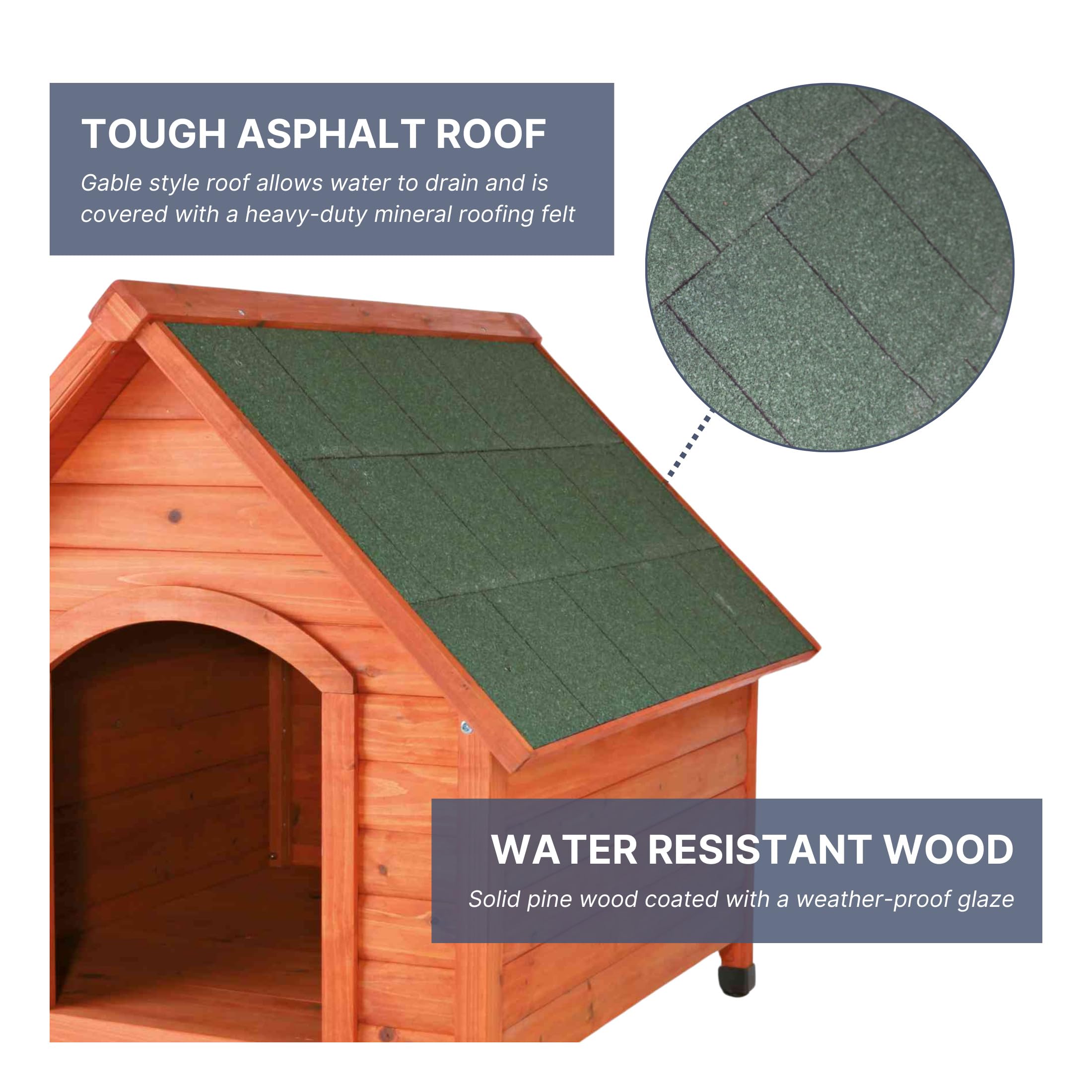 Trixie Natura Cottage Dog House- Dog House For Extra Large Dogs Outside With Weatherproof Sealer & Peaked Roof, Wooden Dog House