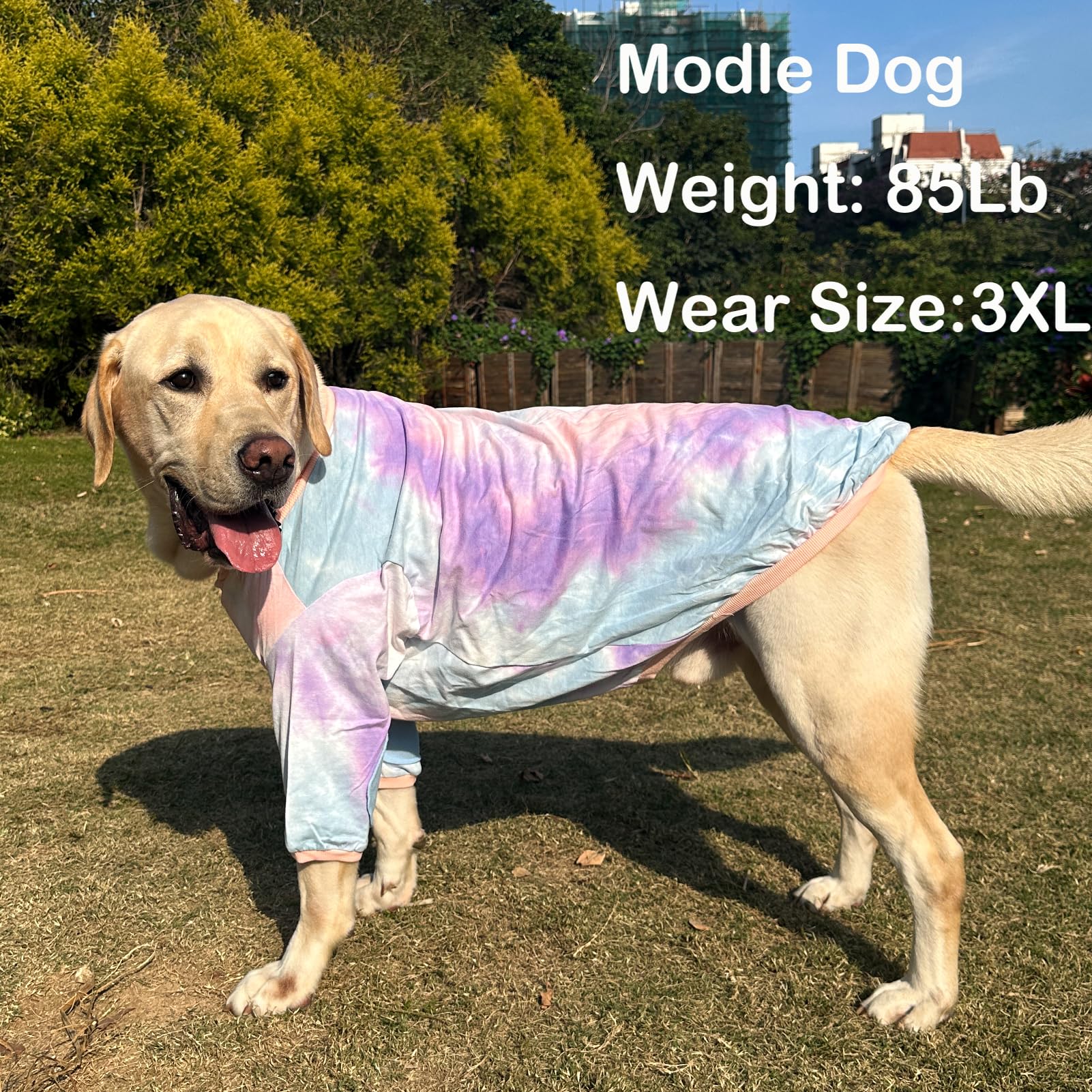 PriPre Tie Dye Dog T Shirt for Extra Large Dogs Breathable Cotton Dog Shirt Dog Pajamas Big Dogs Boy Girl Tiedye 2XL