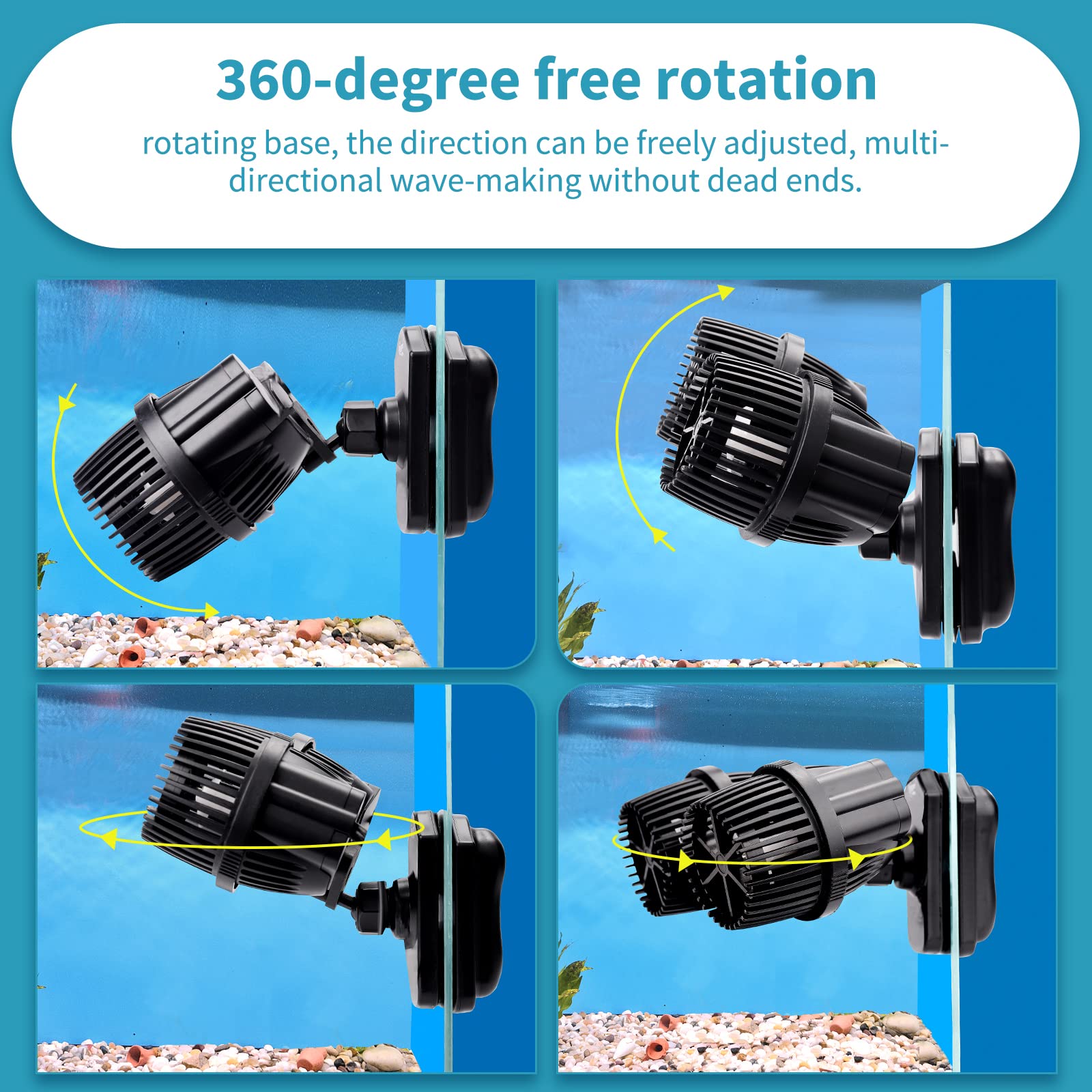 Hygger 2100Gph Double Head Aquarium Wave Maker, Quiet 5W Aquarium Circulation Pump, With Strong Magnetic Suction Base, 360Adjust