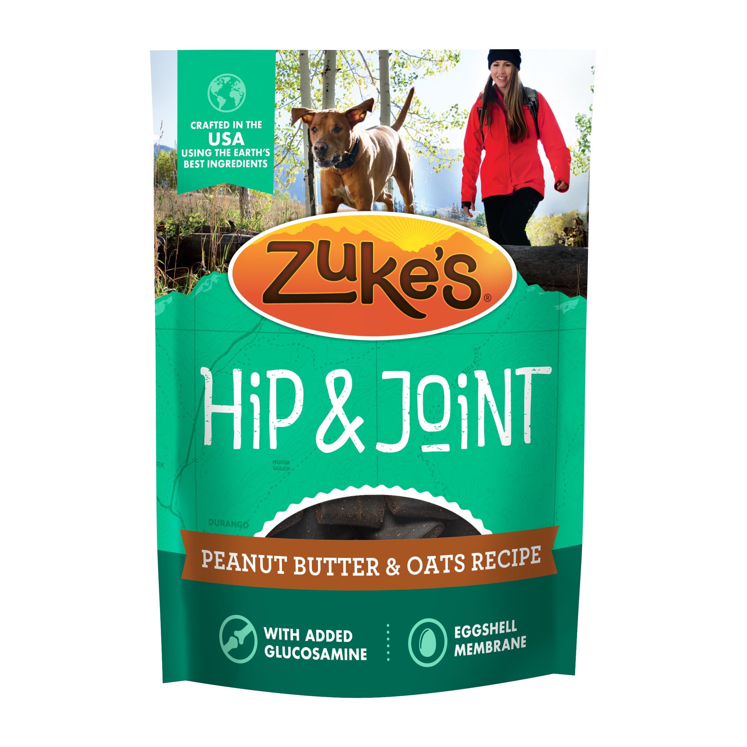 Zukes Hip and Joint Support Dog Treats for Adult Dogs, Senior Dog Treats Made with Real Peanut Butter and Oats, 6 oz. Resealabl