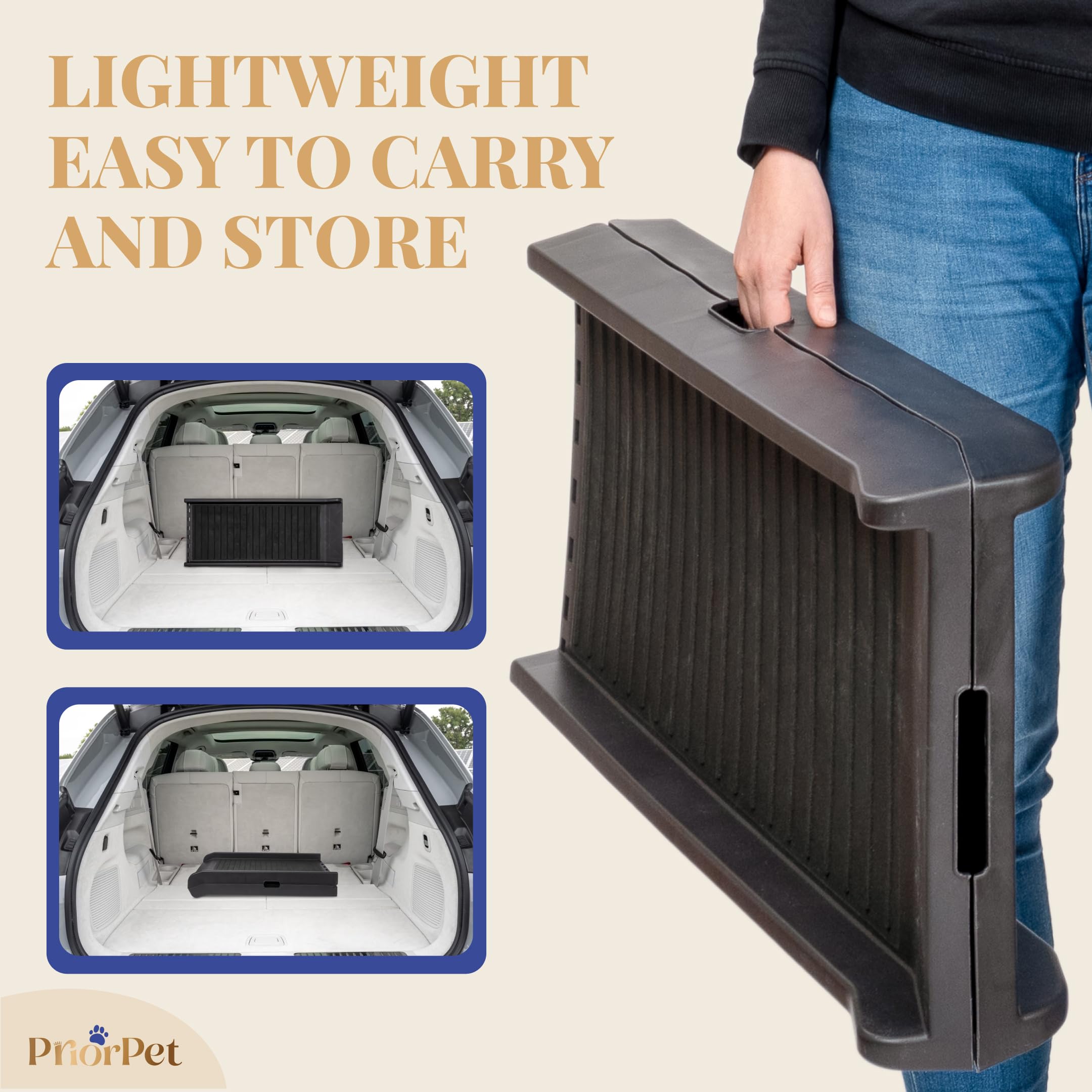 Dog Ramp For Car - 68,5'' Long & 15'' Wide - Rubber Anti-Slip Dog Ramps For Large Dogs - Stable Dog Car Ramp 300 Pounds Capacity