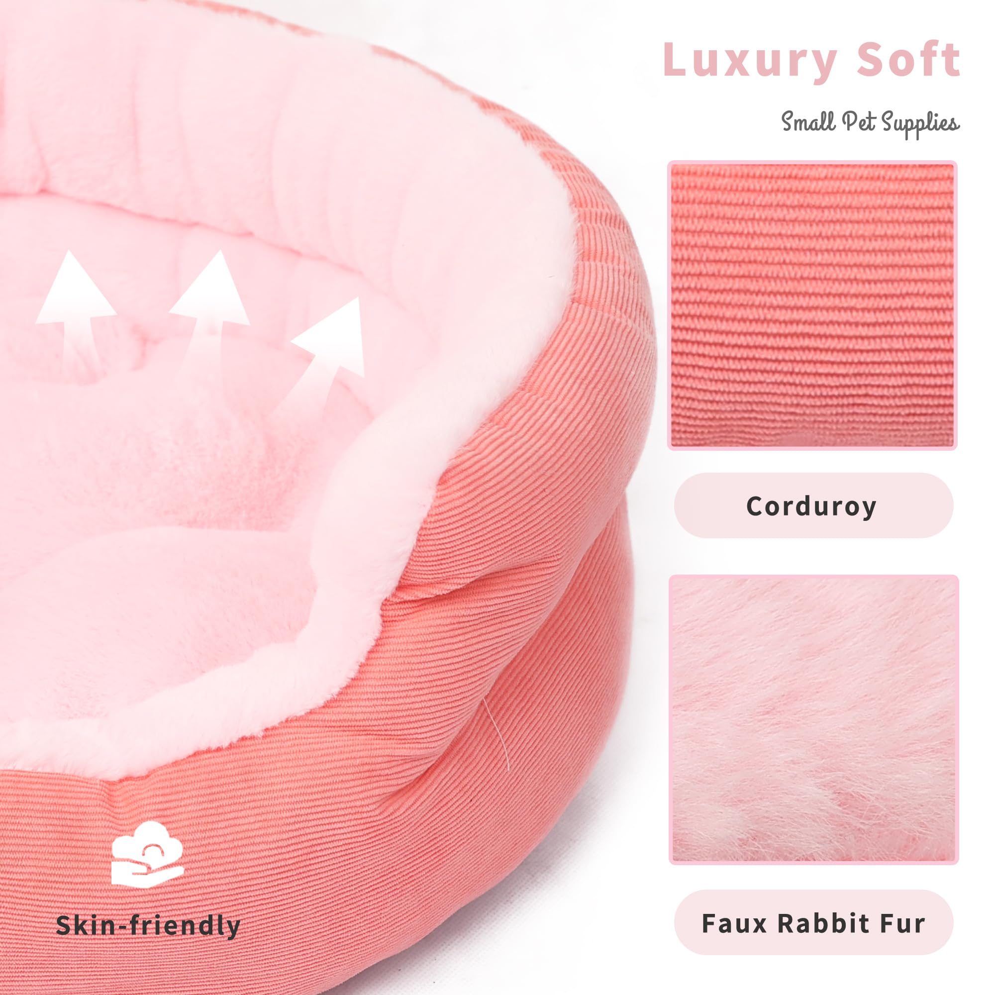 Small Washable Dog Bed With Sides Round Calming Anti Anxiety Pink Princess Puppy Bed 19 Inch
