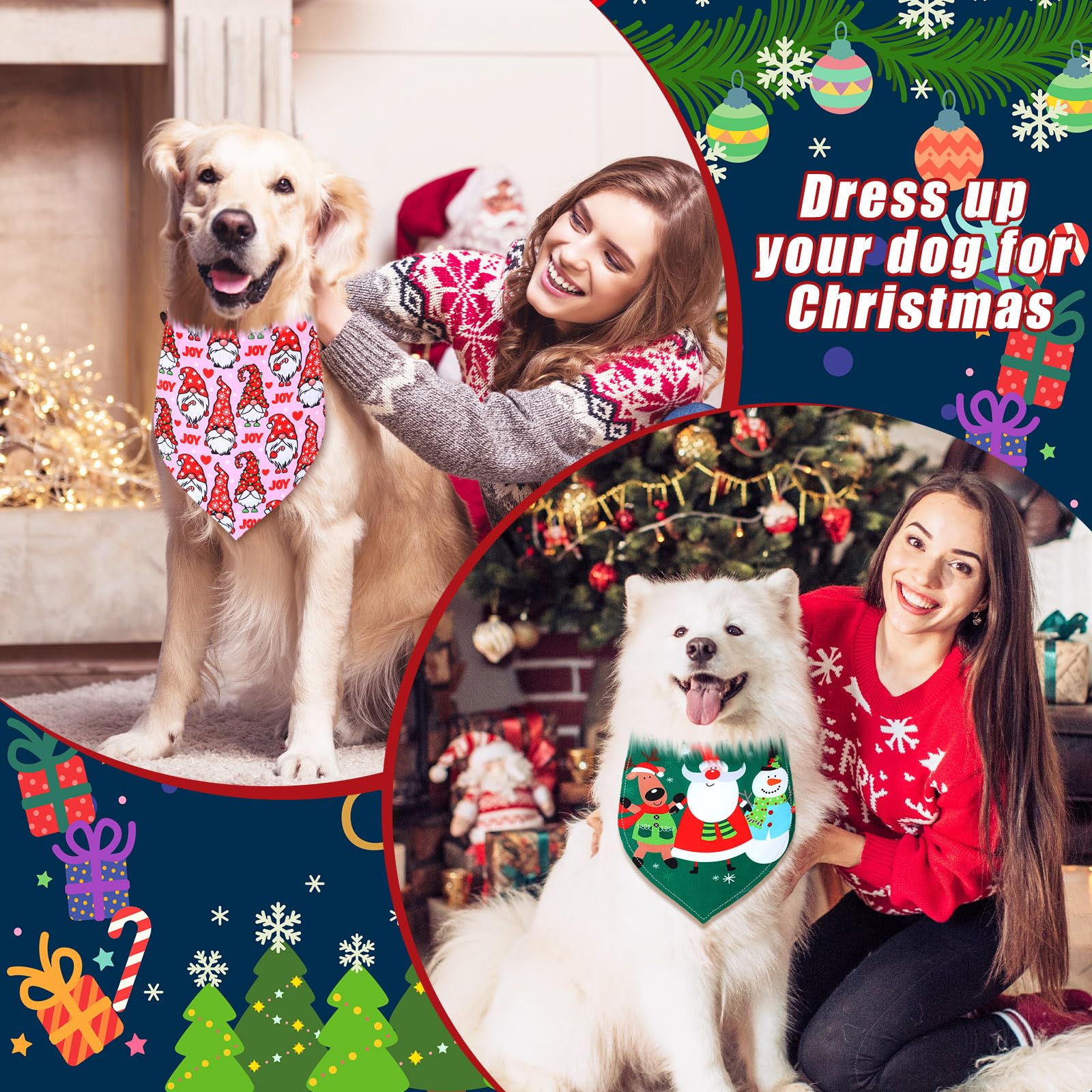 Newwiee 100 Pcs Christmas Dog Bandanas Bulk For Dogs Triangle Bibs Scarf Holiday Xmas Soft Breathable Dog Christmas Scarf Access