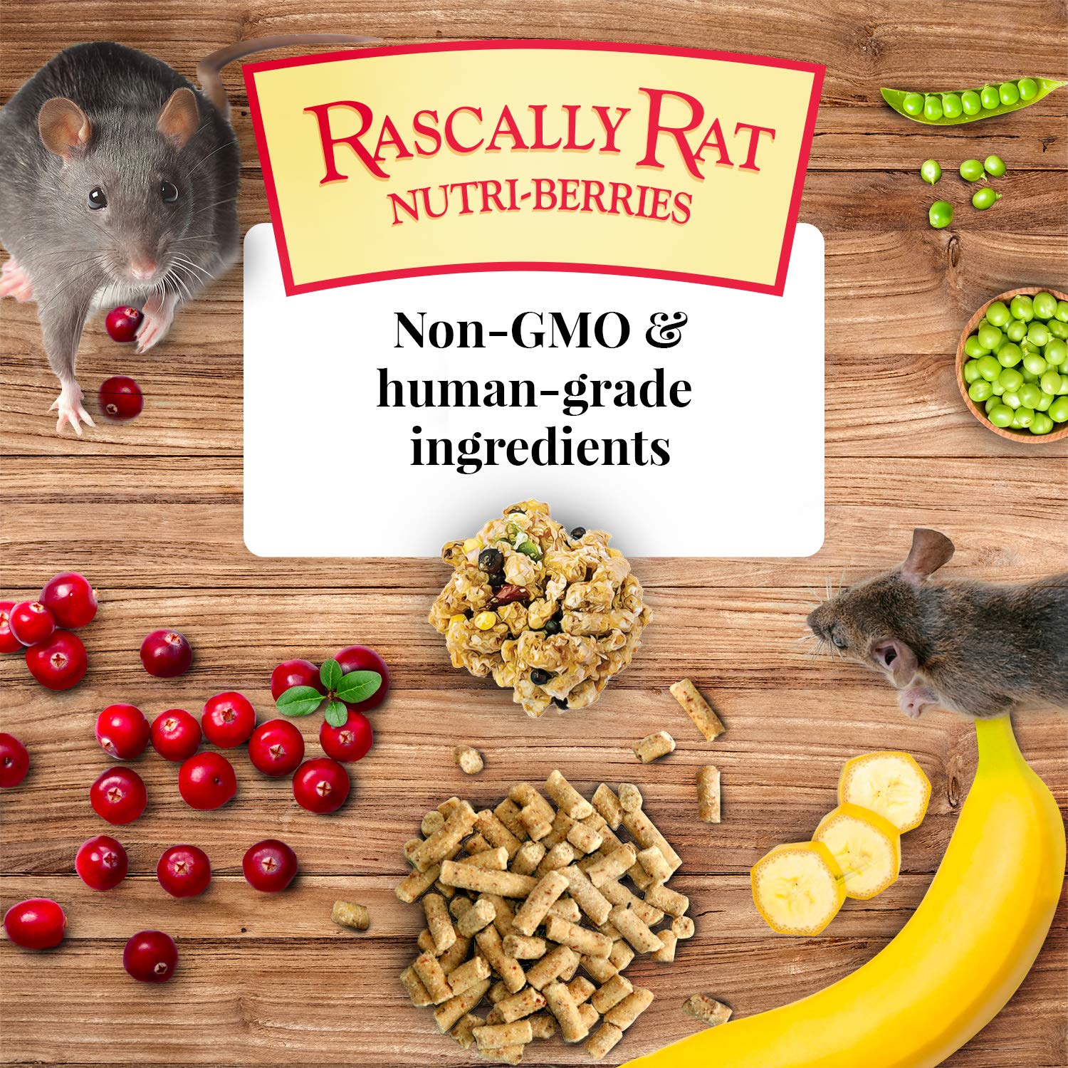 LAFEBERS Rascally Rat Nutri-Berries, Made with Non-GMO and Human-Grade Ingredients, for Rats, 10 oz