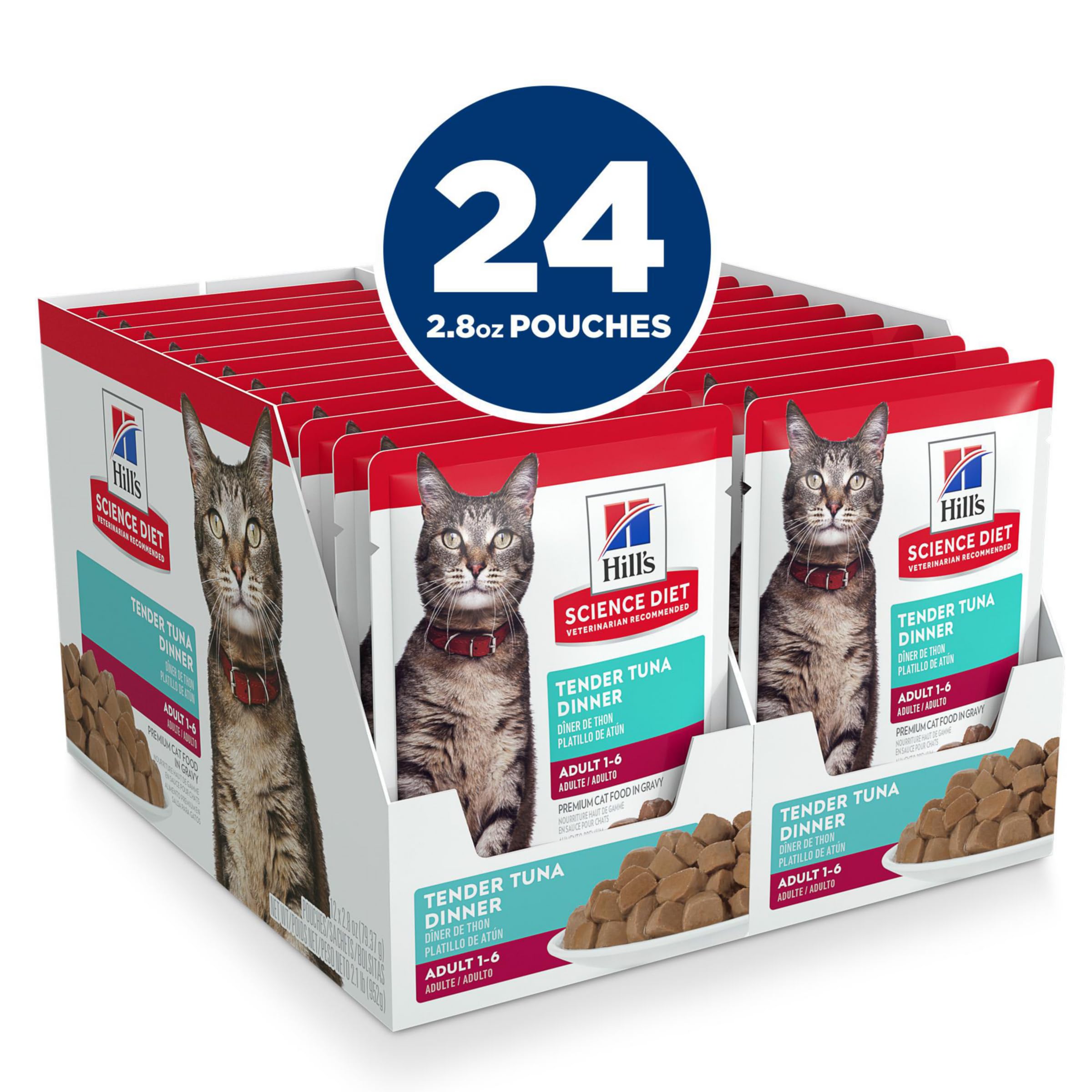 Hills Science Diet Adult 1-6, Adult 1-6 Premium Nutrition, Wet Cat Food, Tuna Stew, 2.8 oz Pouch, Case of 24