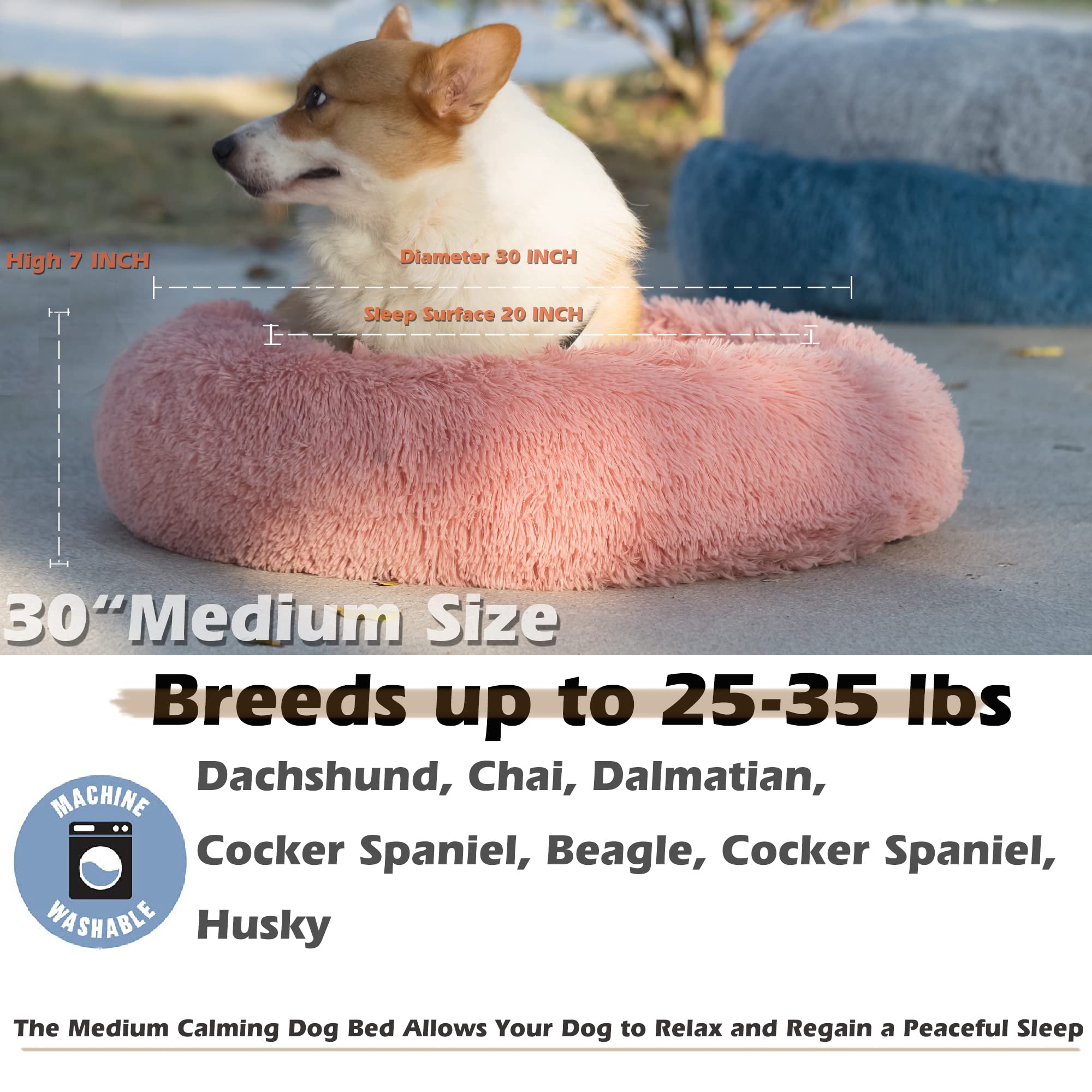 Dog Beds For Medium Dogs Washable 30 Inches Pink Dog Bean Bag Bed Girl Dog Beds For Medium Dogs Fits Up To 45 Lbs Pets Beds For Medium Dog.