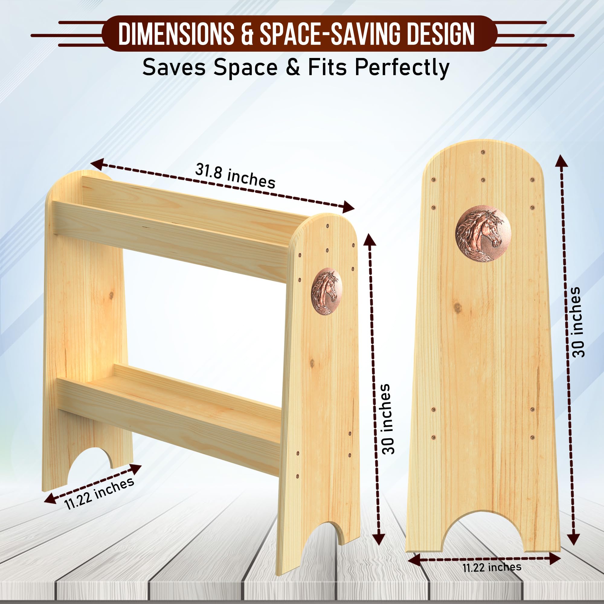 Hotcan Pine Wood Saddle Rack - Ideal Saddle Stand For Western Horse Gear And Horse Tack Organizers, Suitable For Displaying Trop