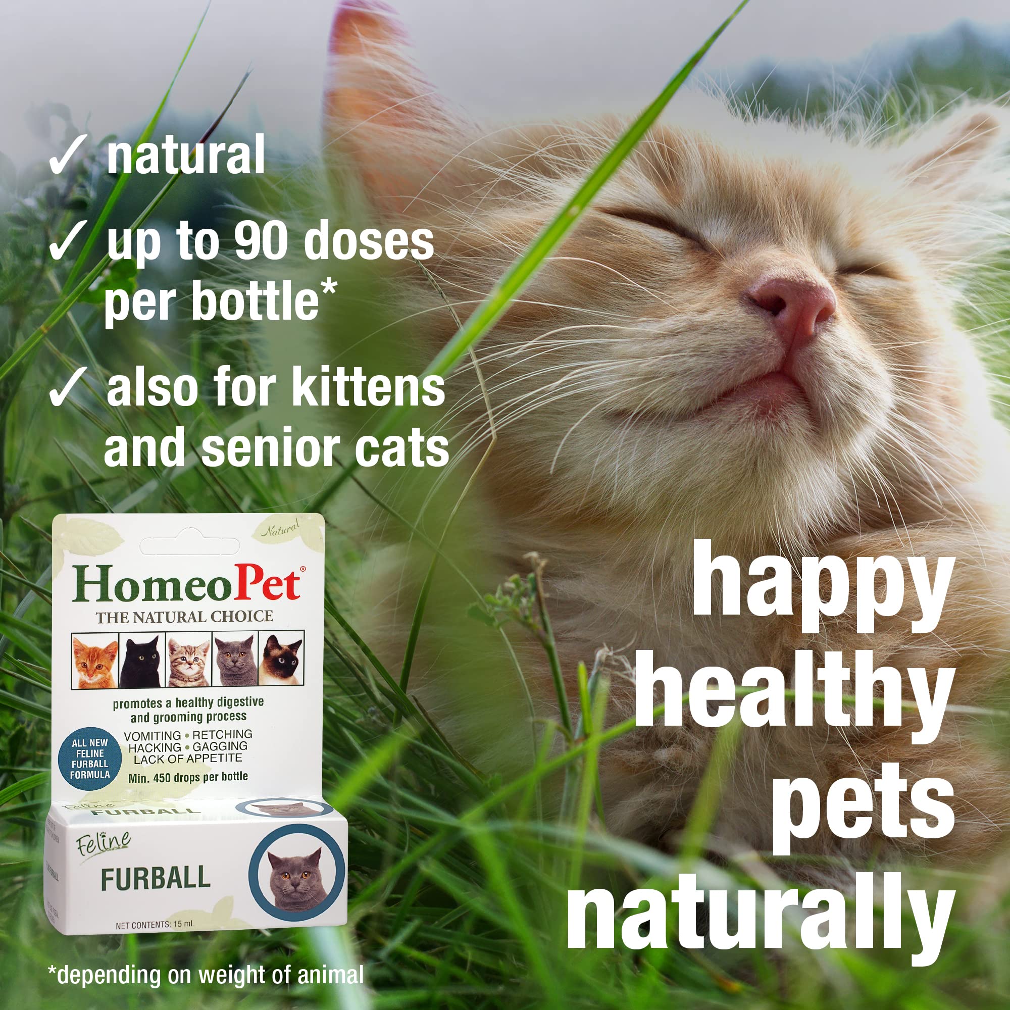 HomeoPet Feline Furball Relief, 15 ML Per Bottle (3 Pack - 15 mL)