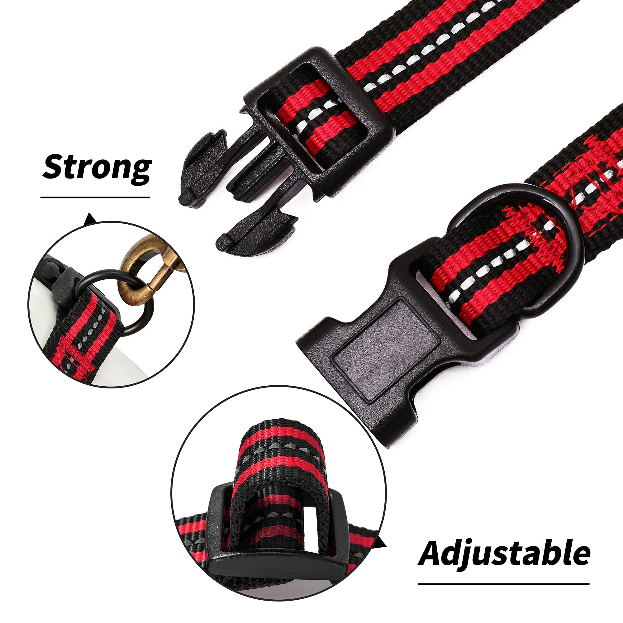 Mile High Life Reflective Dog Collar | Nylon Pet Collars Wiith Buckle | Light Weight Puppy Collars | Red Dog Collars For Medium Dogs (Red, M)