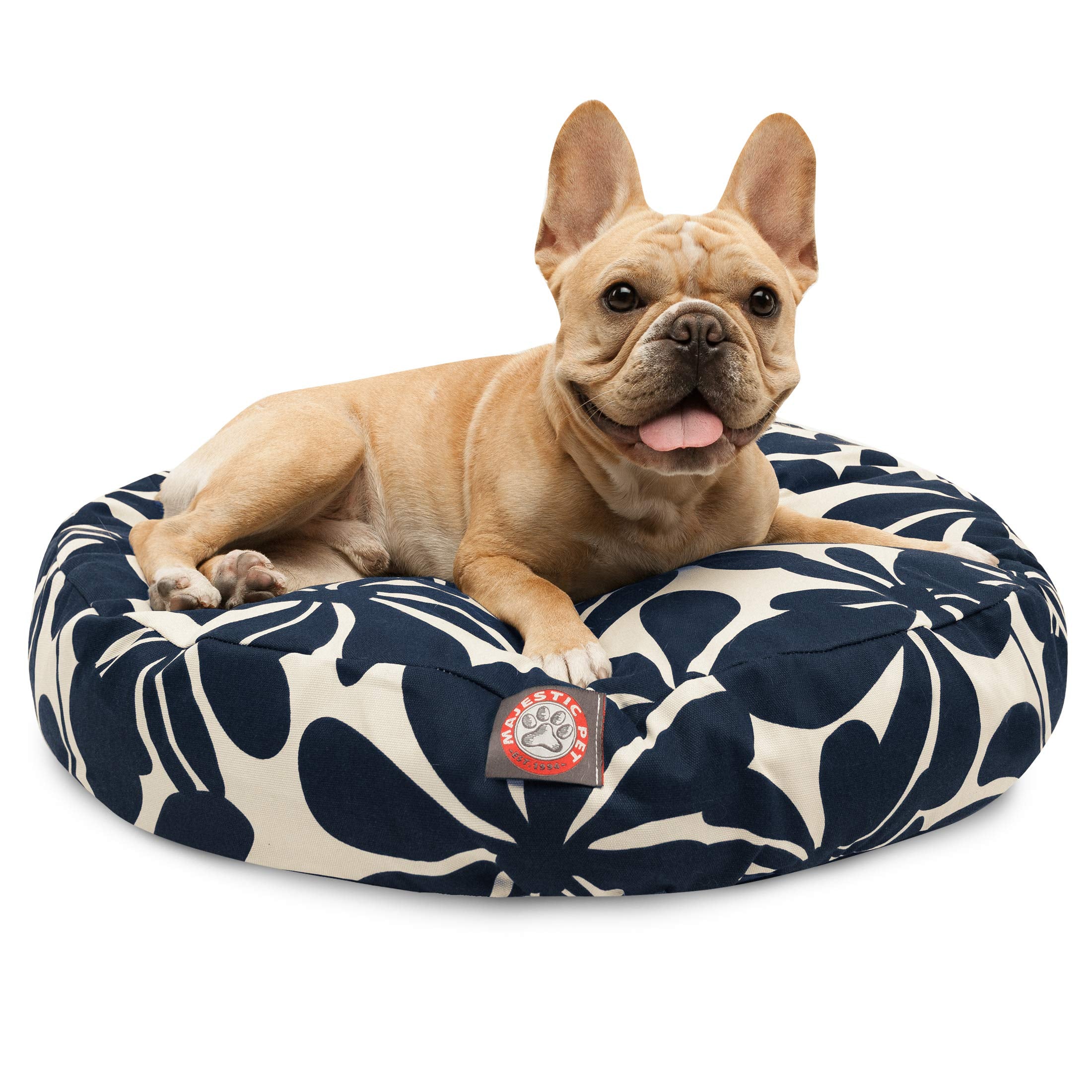 Navy Blue Plantation Small Round Indoor Outdoor Pet Dog Bed With Removable Washable Cover By Majestic Pet Products