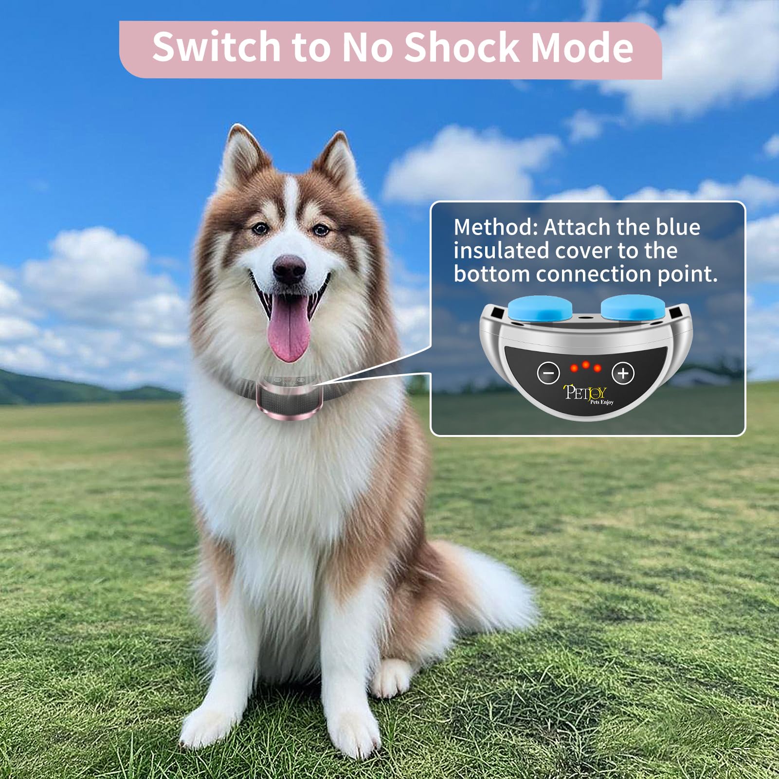 Petjoy Anti Bark Collar For Medium & Large Dogs - Dog Bark Control Collar With Beep & Shock - 5 Adjustable Sensitivity Levels (S