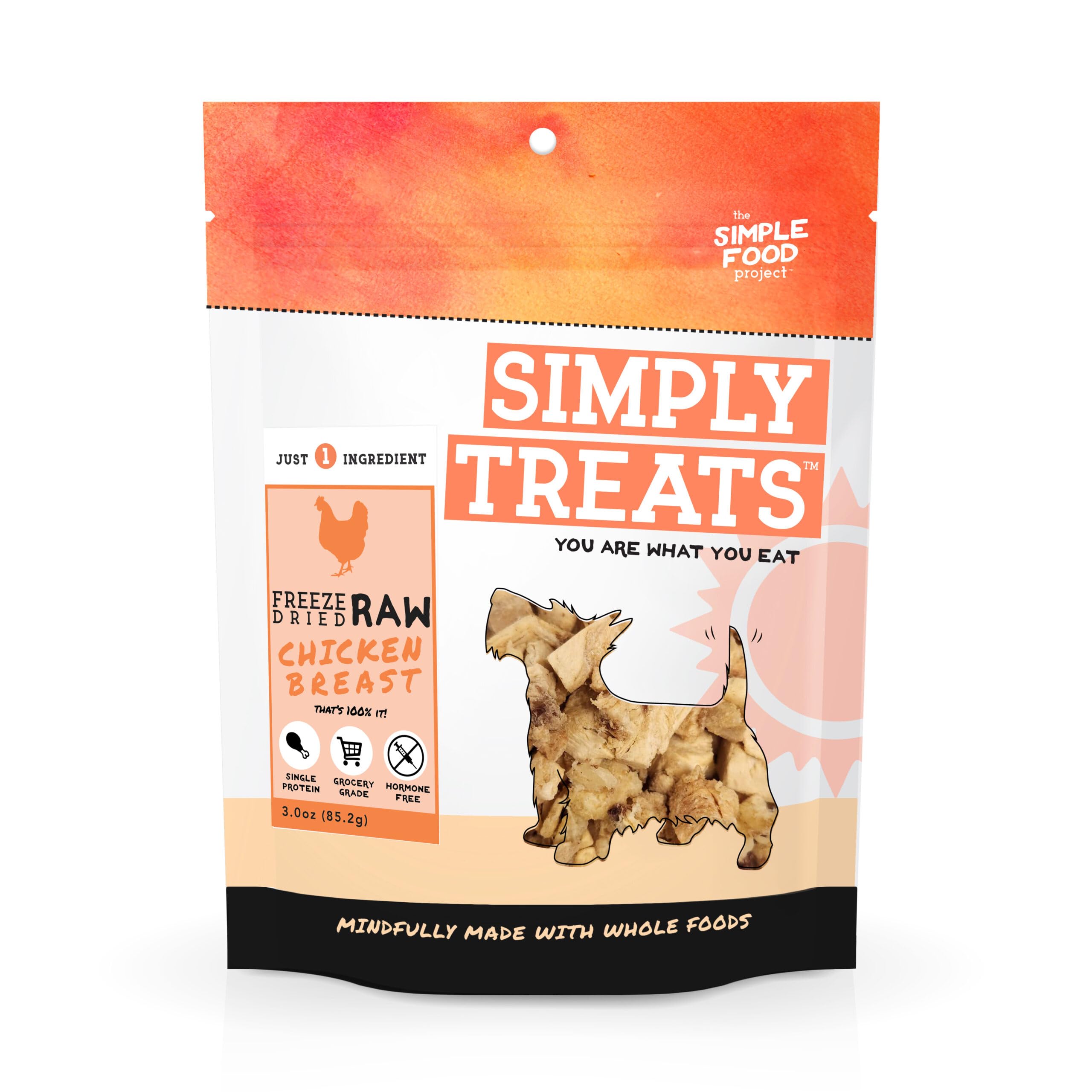 Simple Food Project The Freeze Dried Raw Dog Treats Grain Free, All Natural, with Just 1 Ingredient Chicken Breast for Dogs Use 