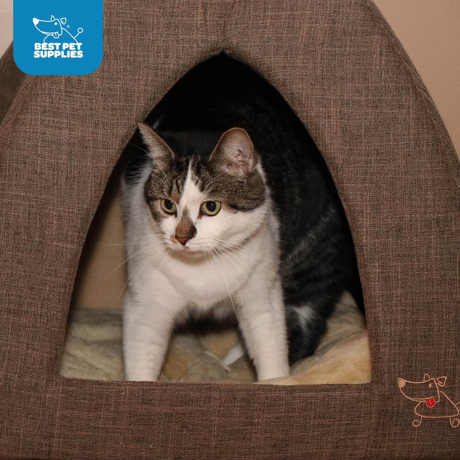 Pet Tent-Soft Bed For Dog And Cat By Best Pet Supplies - Brown Linen, 19'' X 19'' X H:19''
