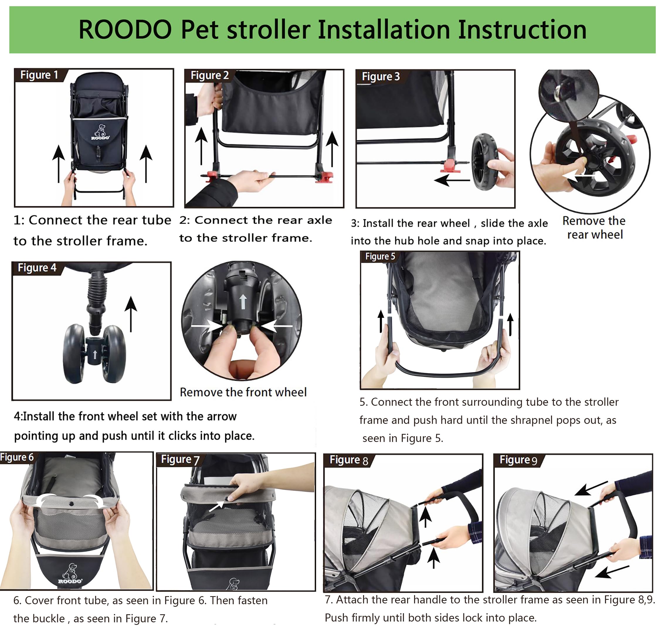 Roodo 4 Wheel Dog Cat Pet Stroller Best Lightweight Foldable Compact Portable Jogger All Terrain Travel Pet Gear Puppy Doggie Bu