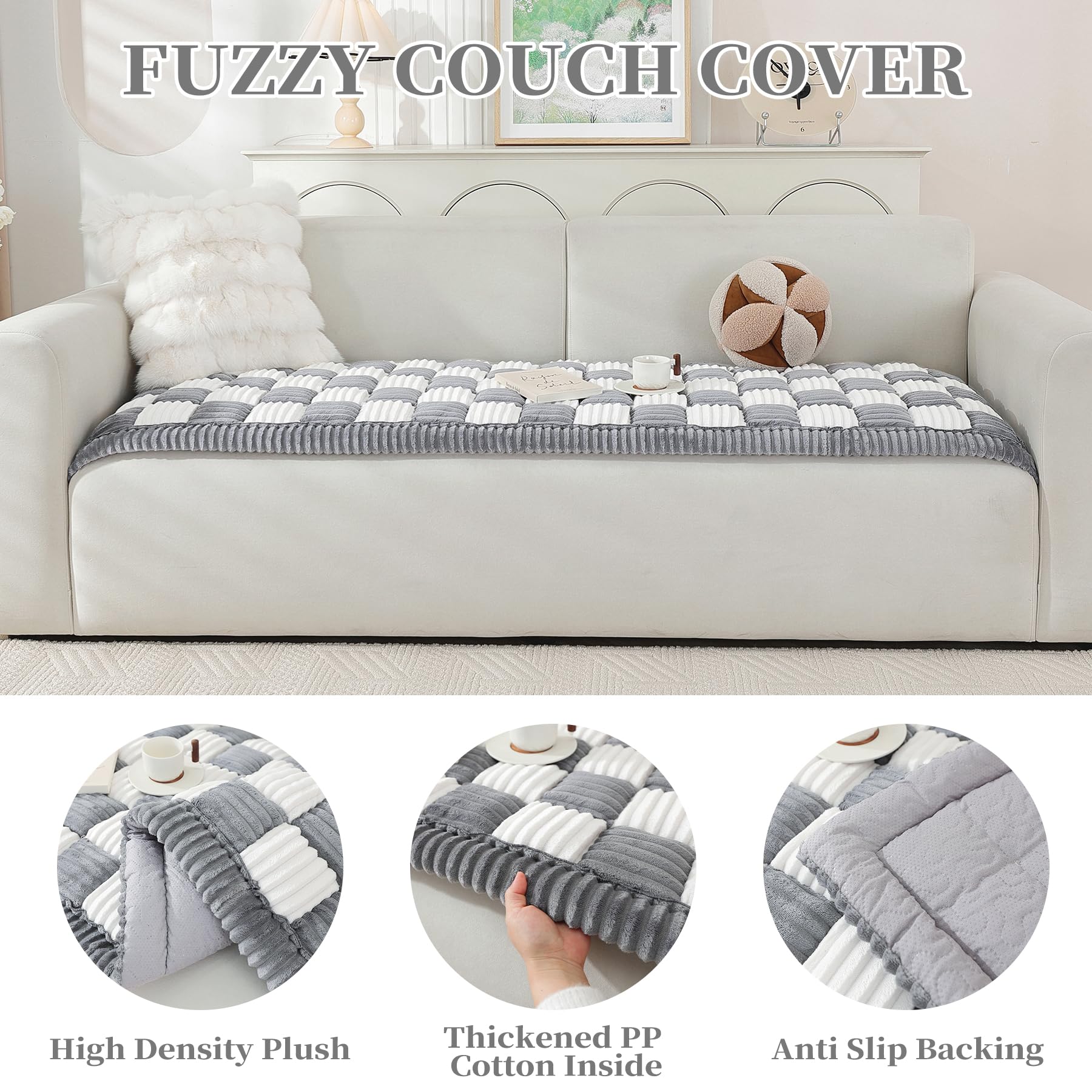 Ostepdecor Dog Couch Cover, Non Slip Sofa Covers Washable, Pet Couch Covers For Sofa, Couch Protector For Dogs Soft Fuzzy Dog Be