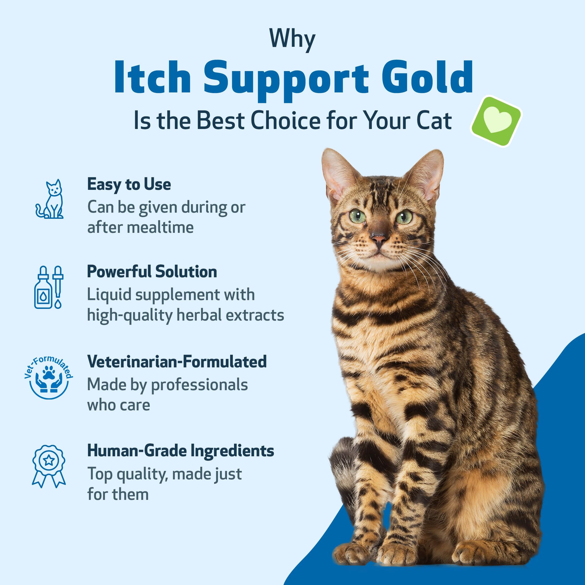 Pet Wellbeing Itch Support Gold for Cats - Occasional Itching, Scratching, and Hot Spots, Environmental and Seasonal Allergies,