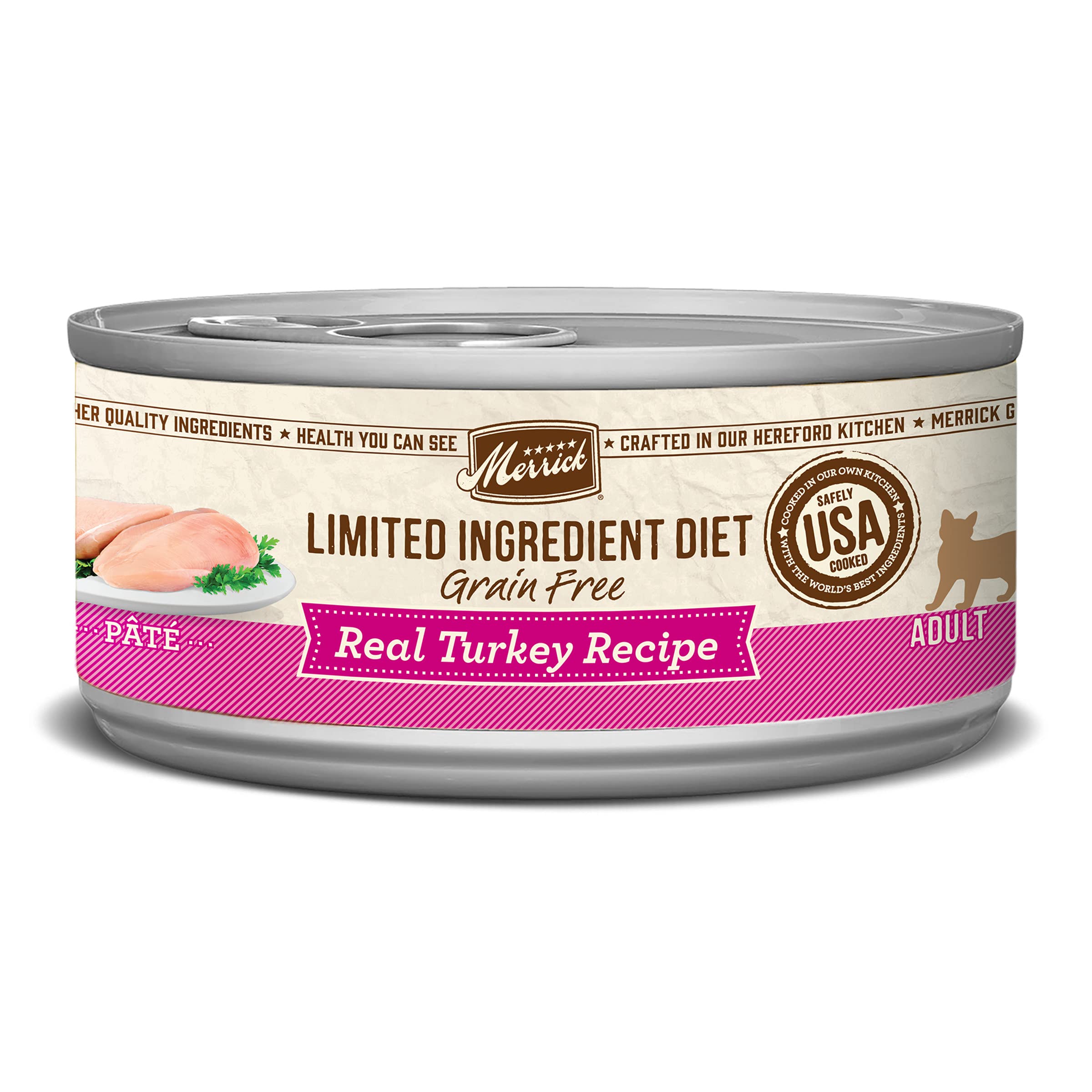 Merrick Limited Ingredient Diet Premium Grain Free And Natural Canned Pate Wet Cat Food, Turkey Recipe - (Pack of 24) 5 oz. Cans