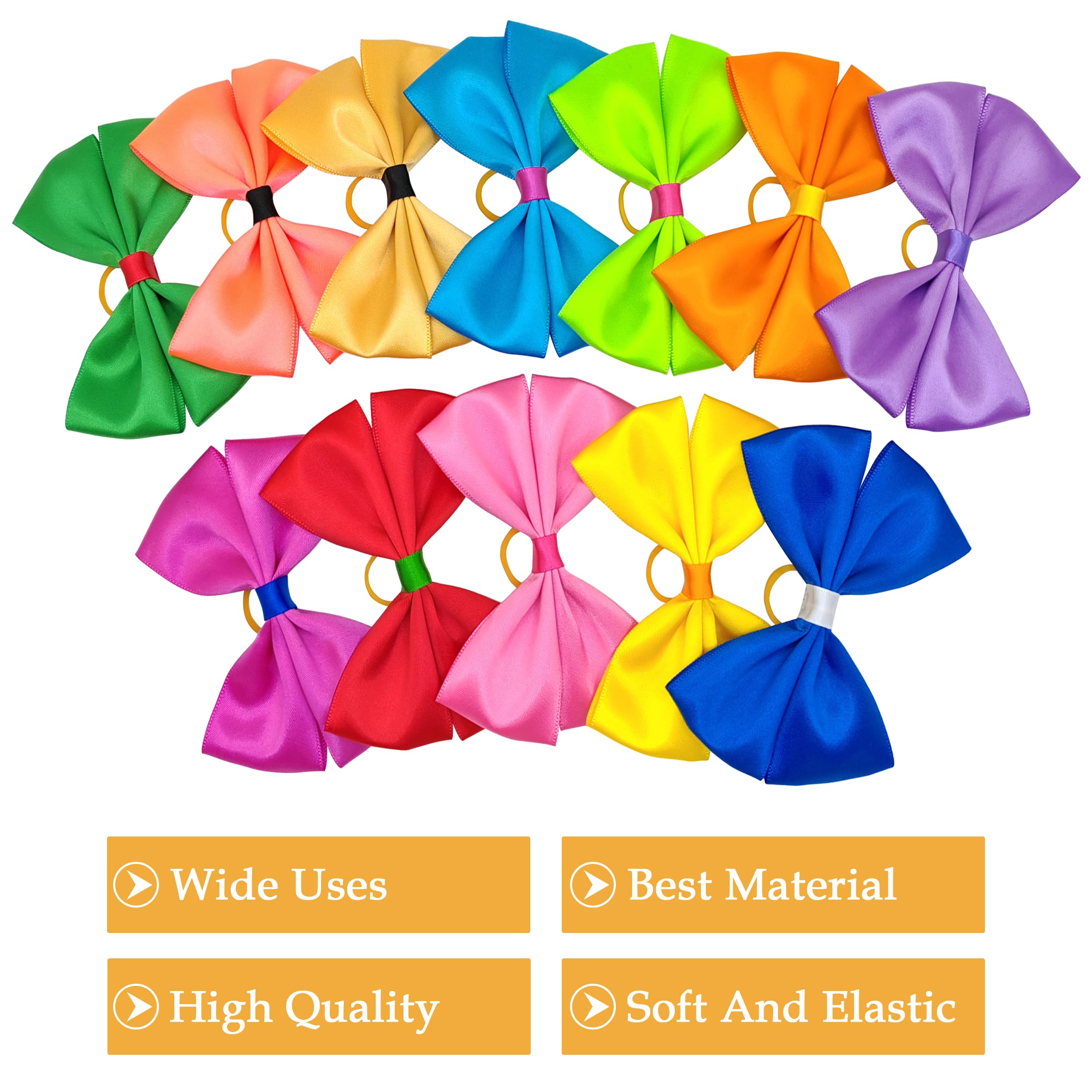 Jpgdn 24Pcs Big Dog Hair Bows For Large Dog Long Hair Solid Color Pink Bule Red Purple Yellow Green Orange Rose Girl Boy Bowknot