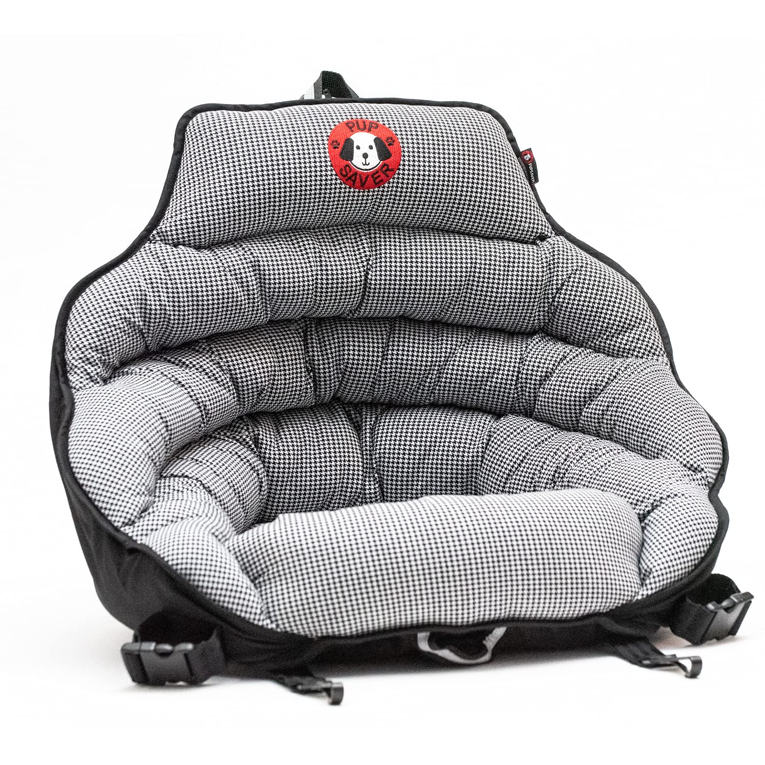Pupsaver Dog Car Seats For Small And Medium Dogs | Travel Booster Pet Seat |Crash-Tested Dog Bed For Cars | Compatible With Seat Belt Harness | Ideal For Dogs Up To 30Lbs | (Black White Houndstooth)