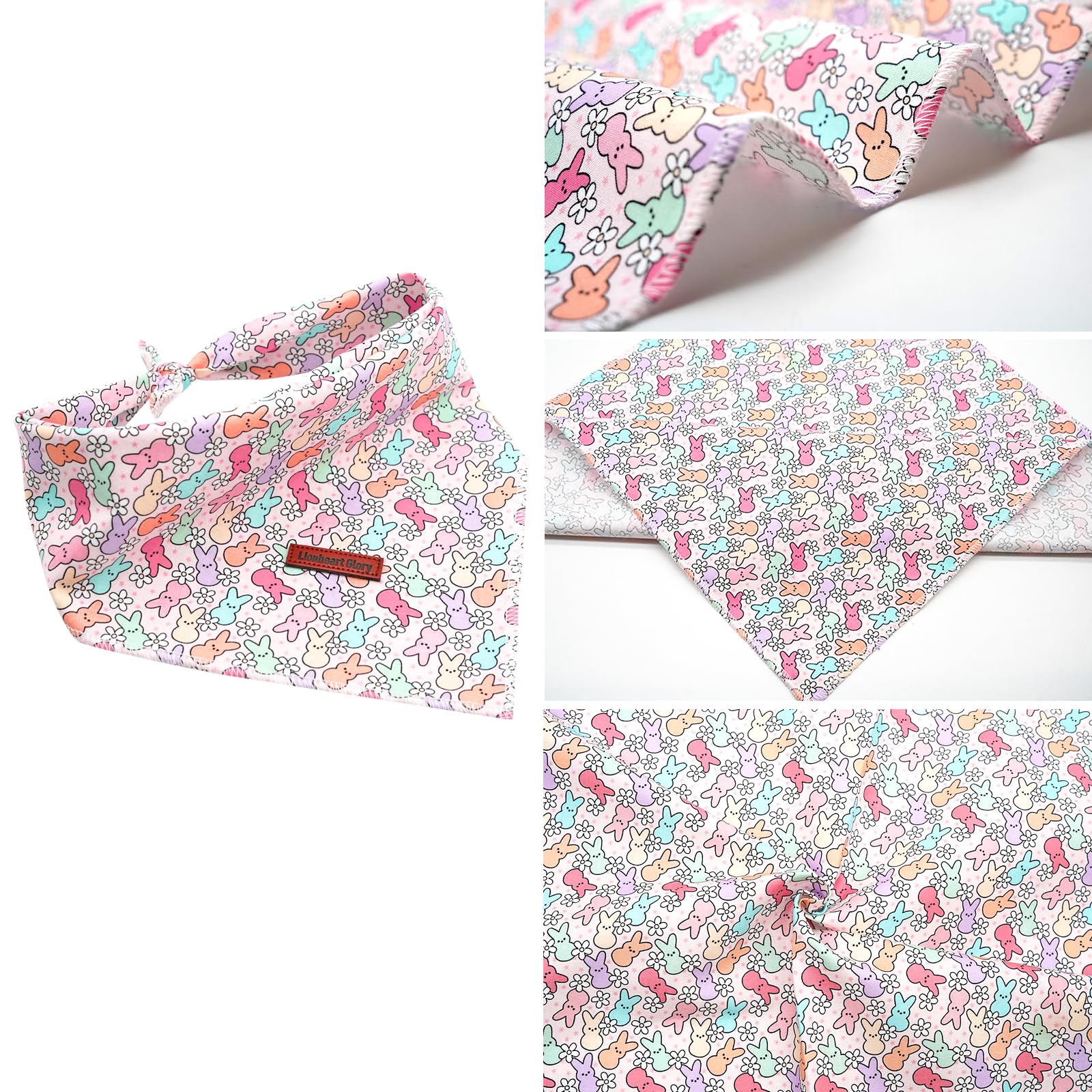 Lionheart Glory Easter Bandana - 1 Pack Washable Soft Dog Scarf, Square Adjustable Bandanas For Medium Large Dogs