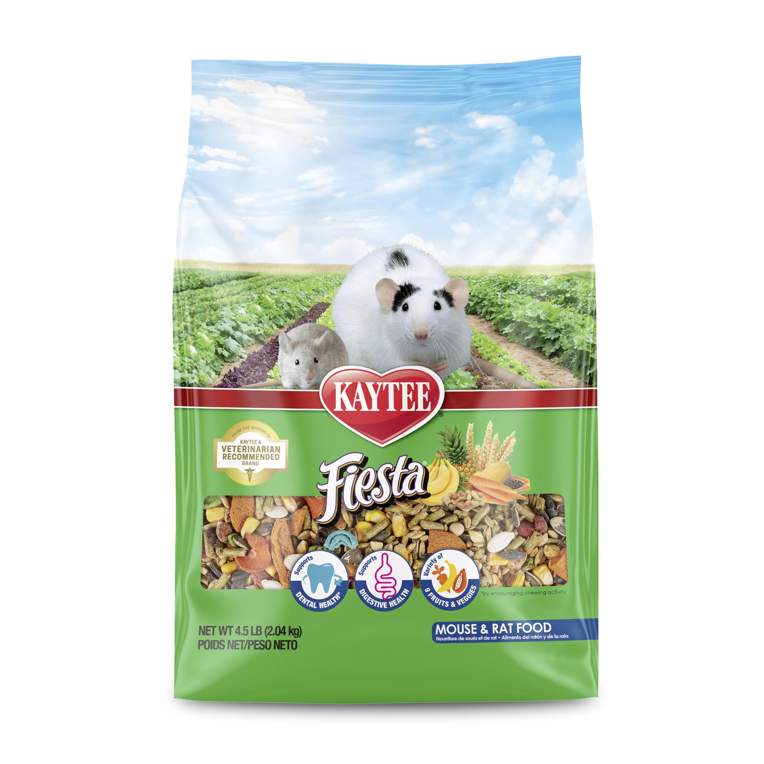 Kaytee Fiesta Mouse & Rat Food, Nutritious and Fun Blend, Supports Dental Health and Digestion, 4.5 pounds