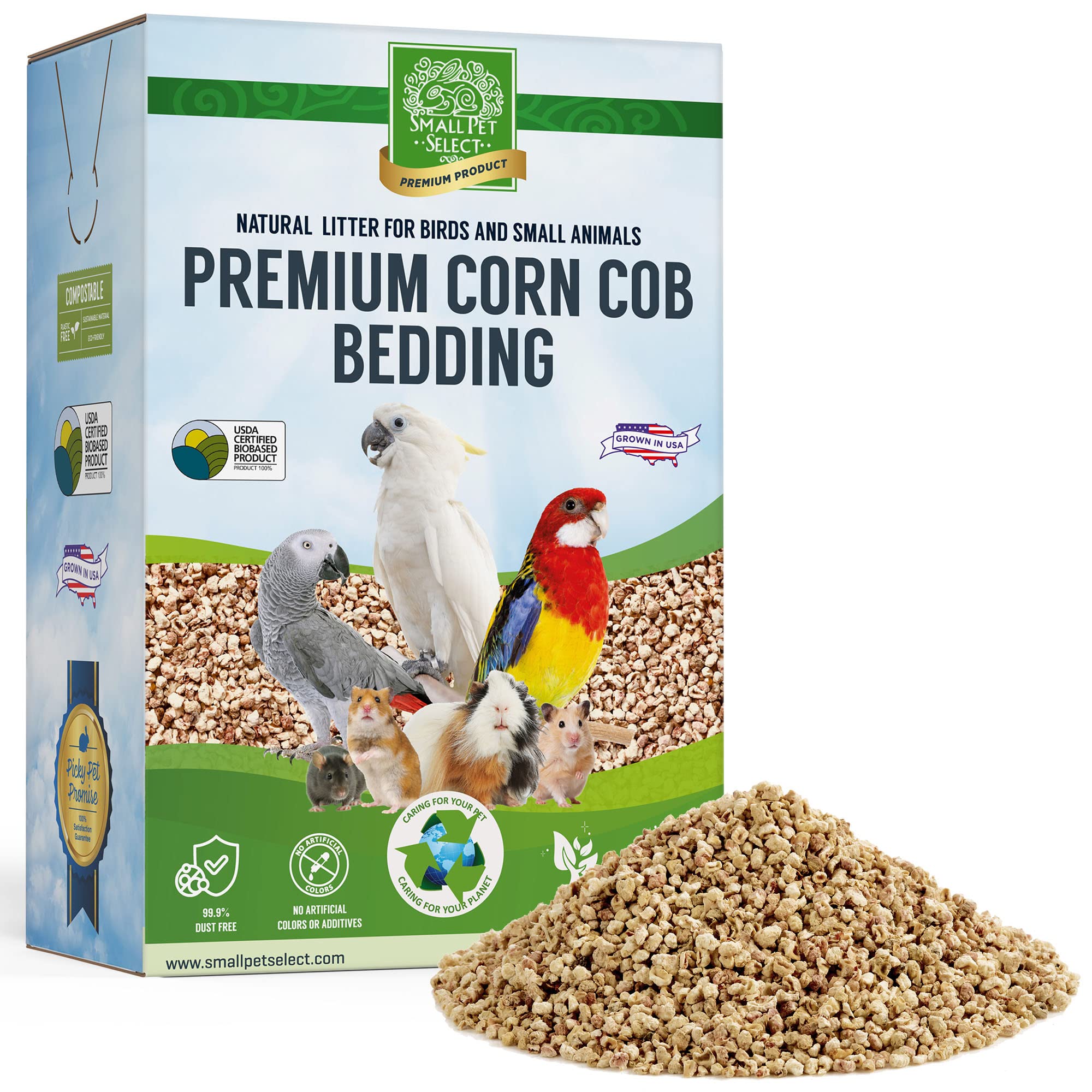 Small Pet Select 100% Natural Corn Cob Bedding For Pets Small Animal & Bird Cage Litter Safe For Hamsters, Guinea Pigs & More -1