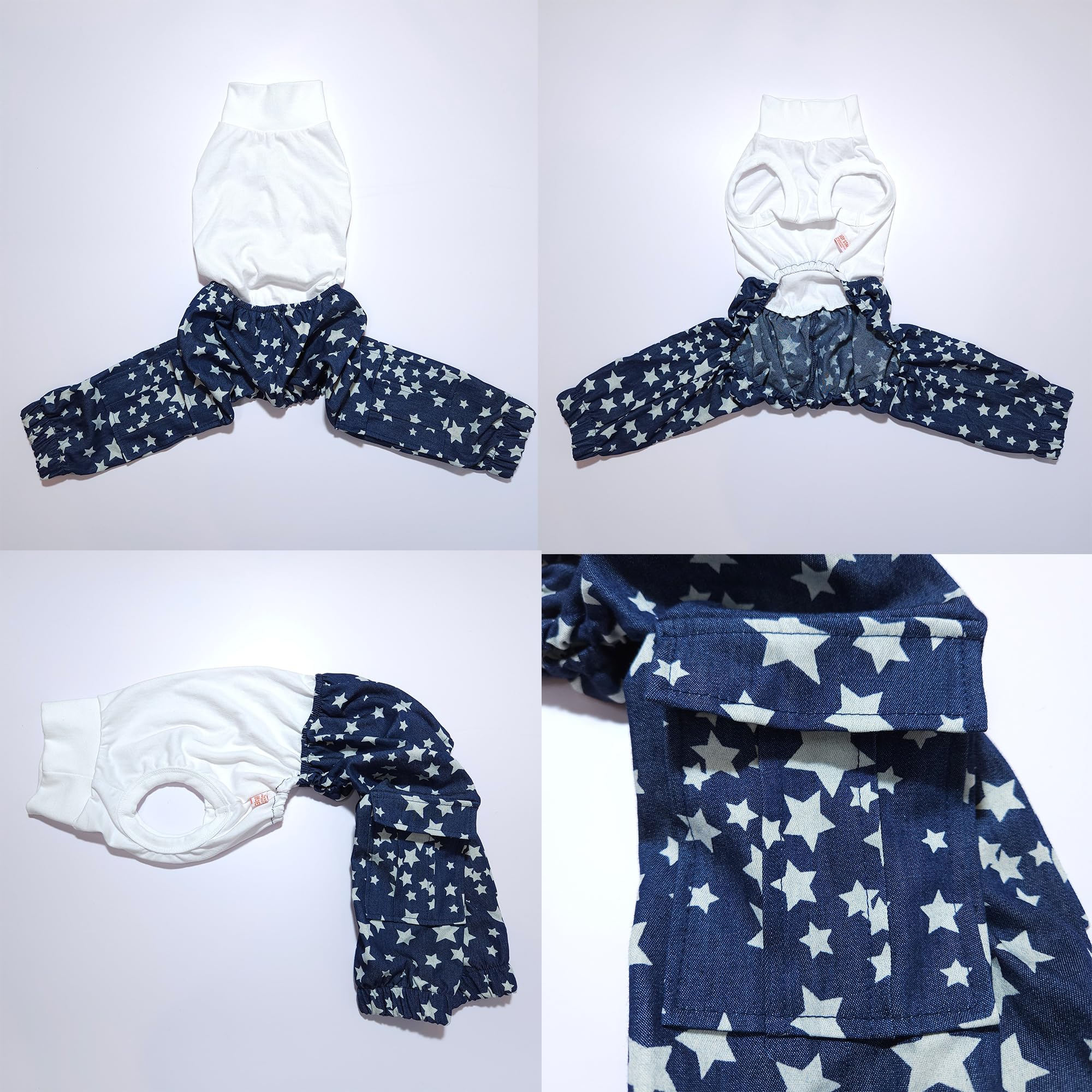 D DOGGY STAR Italian Greyhound Clothes Cargo Pants Onesie Outfit Whippet for Dog Coat (2XL,DNM Star Cargo)
