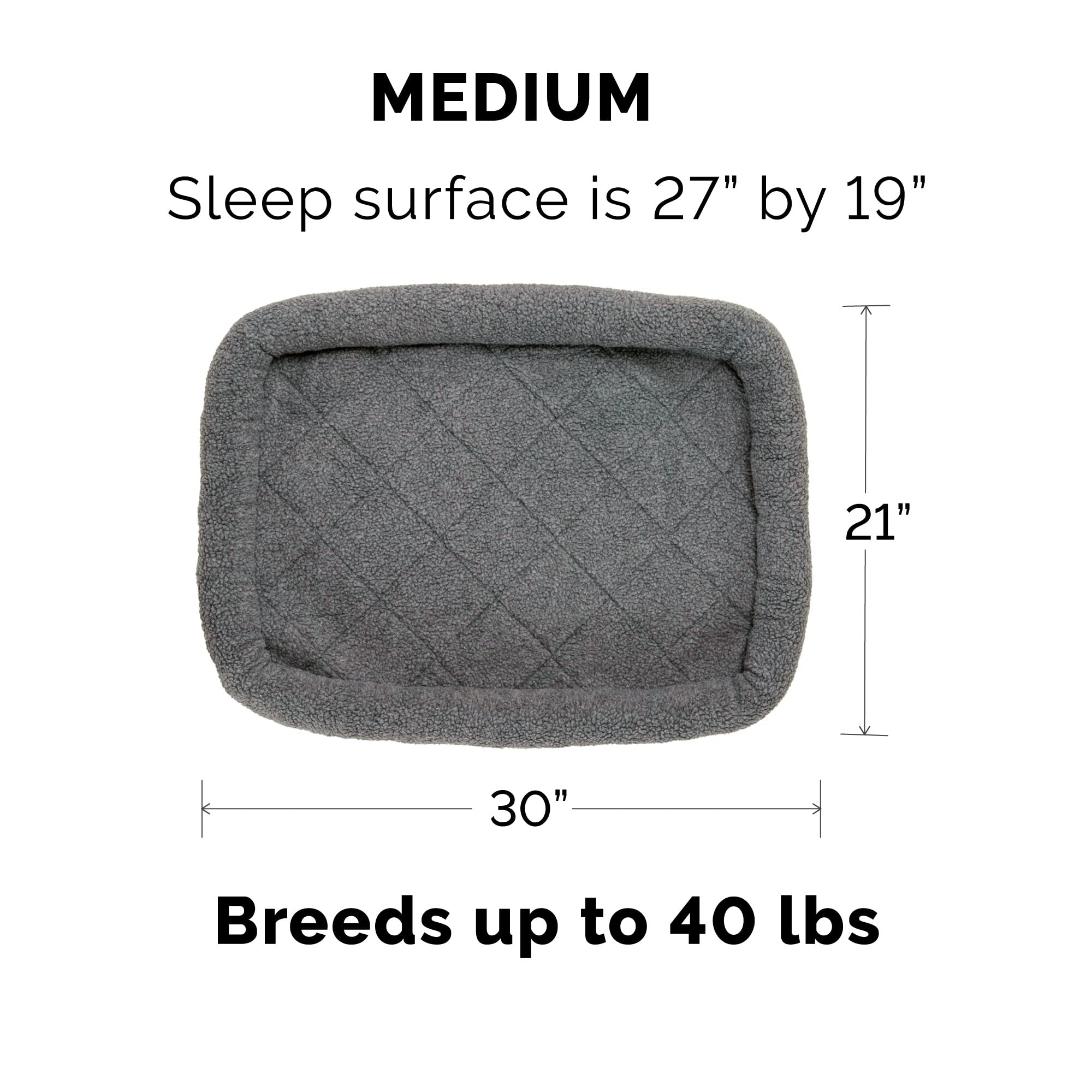 Furhaven Dog Bed For Medium/Small Dogs & Indoor Cats, 100% Washable, Sized To Fit Crates - Sherpa Fleece Bolster Crate Pad - Gra