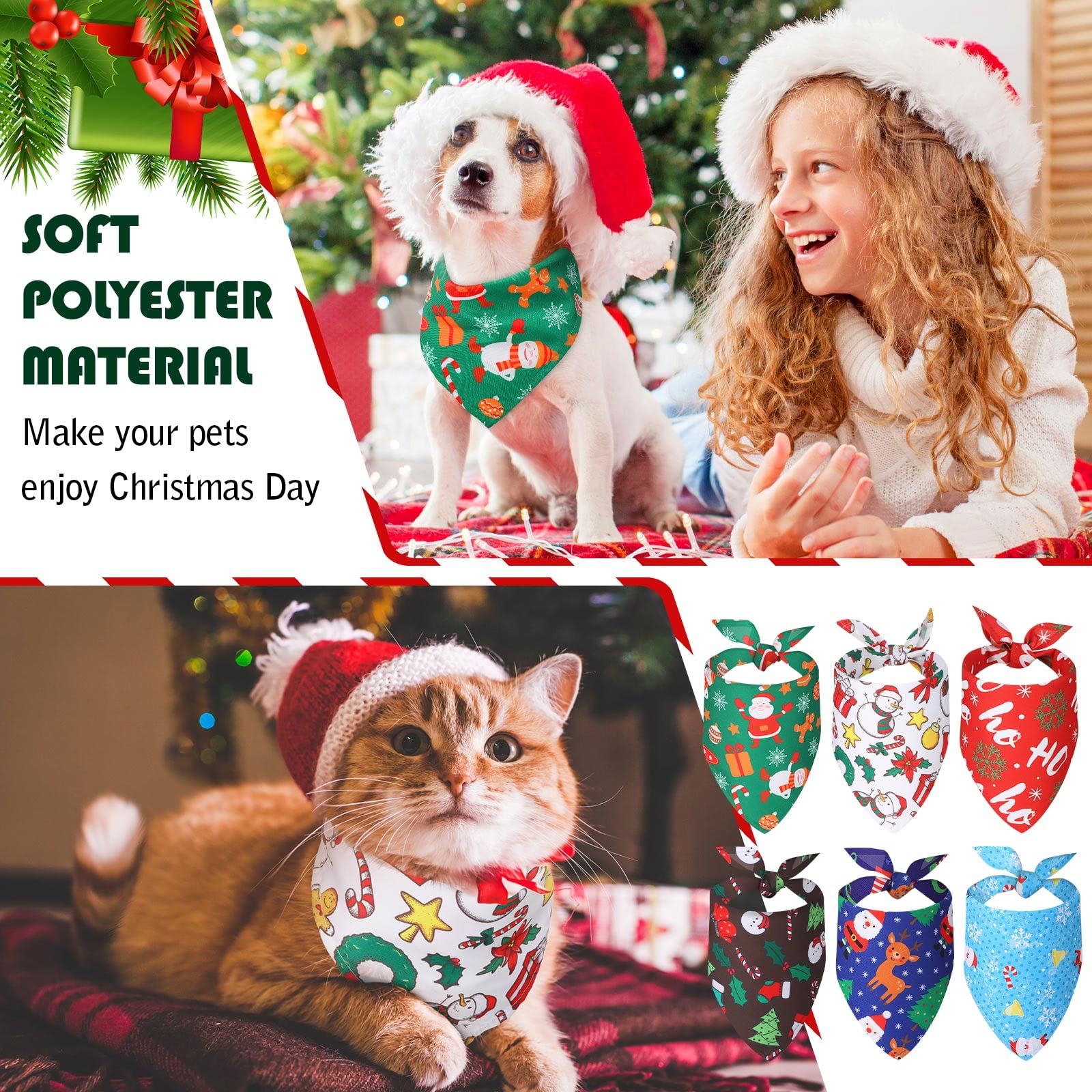 50 Pieces Christmas Dog Bandanas Bulk Dog Kerchief Set Bibs Triangle Dog Scarf Dog Bandanas With Christmas Patterns For Pet Christmas Party Costume Accessories Decoration (25.6 X 17.7 X 17.7 Inch)