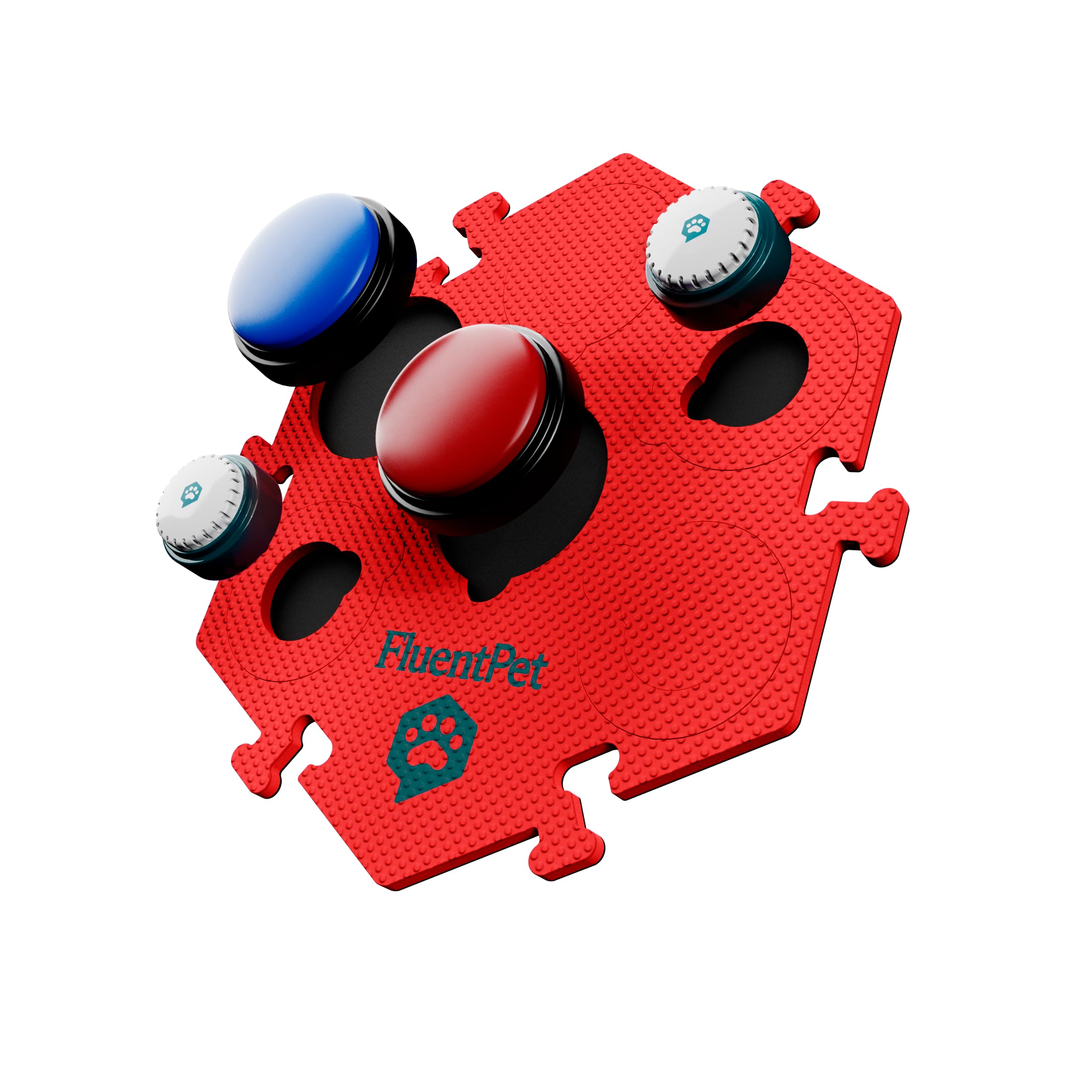 Fluentpet Extra Large Flextile For Big And Small Buttons - Red - Holds Big 3.5 1.9'' Talking Dog And Cat Buttons -Each Button Ma