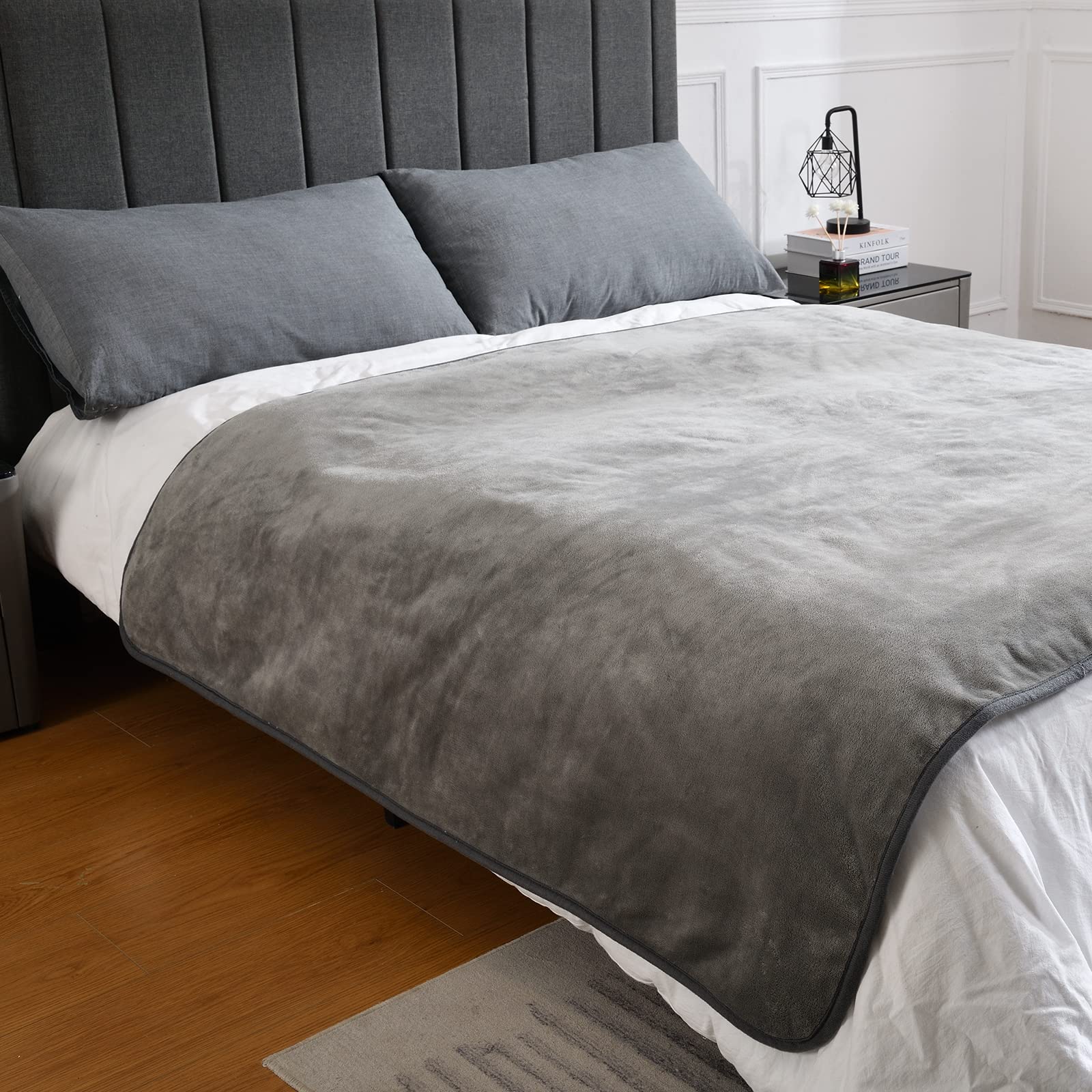 Yaning Waterproof Blanket for Pets, Soft Polyester Sherpa Fleece, Grey, 50x60 inches, Reversible Furniture Protector