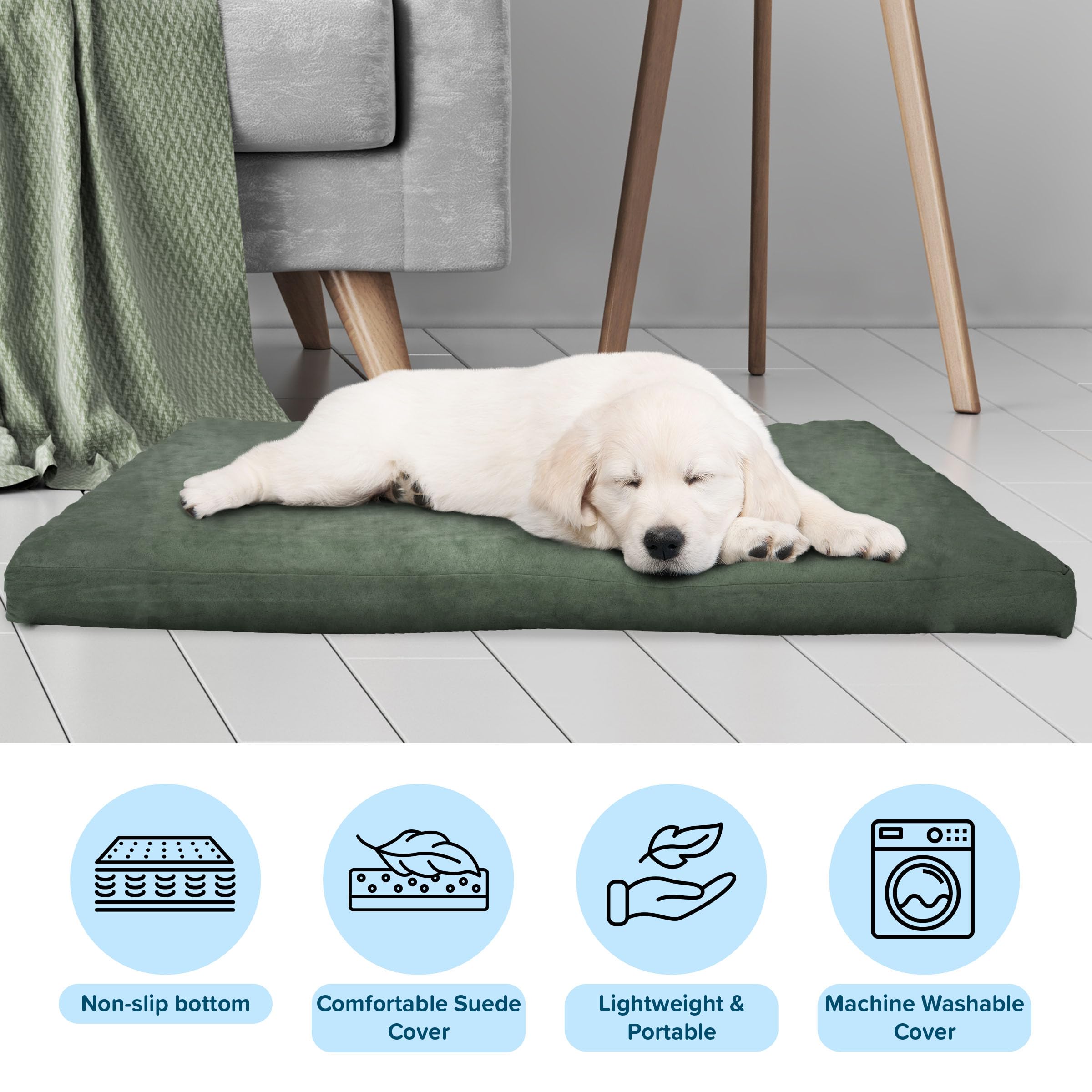 Dog Bed with Removable Cover - 25.5x19 Orthopedic Pet Bed with 3-Inch Egg Crate Style Padding and Microsuede - Small Crate Bed b