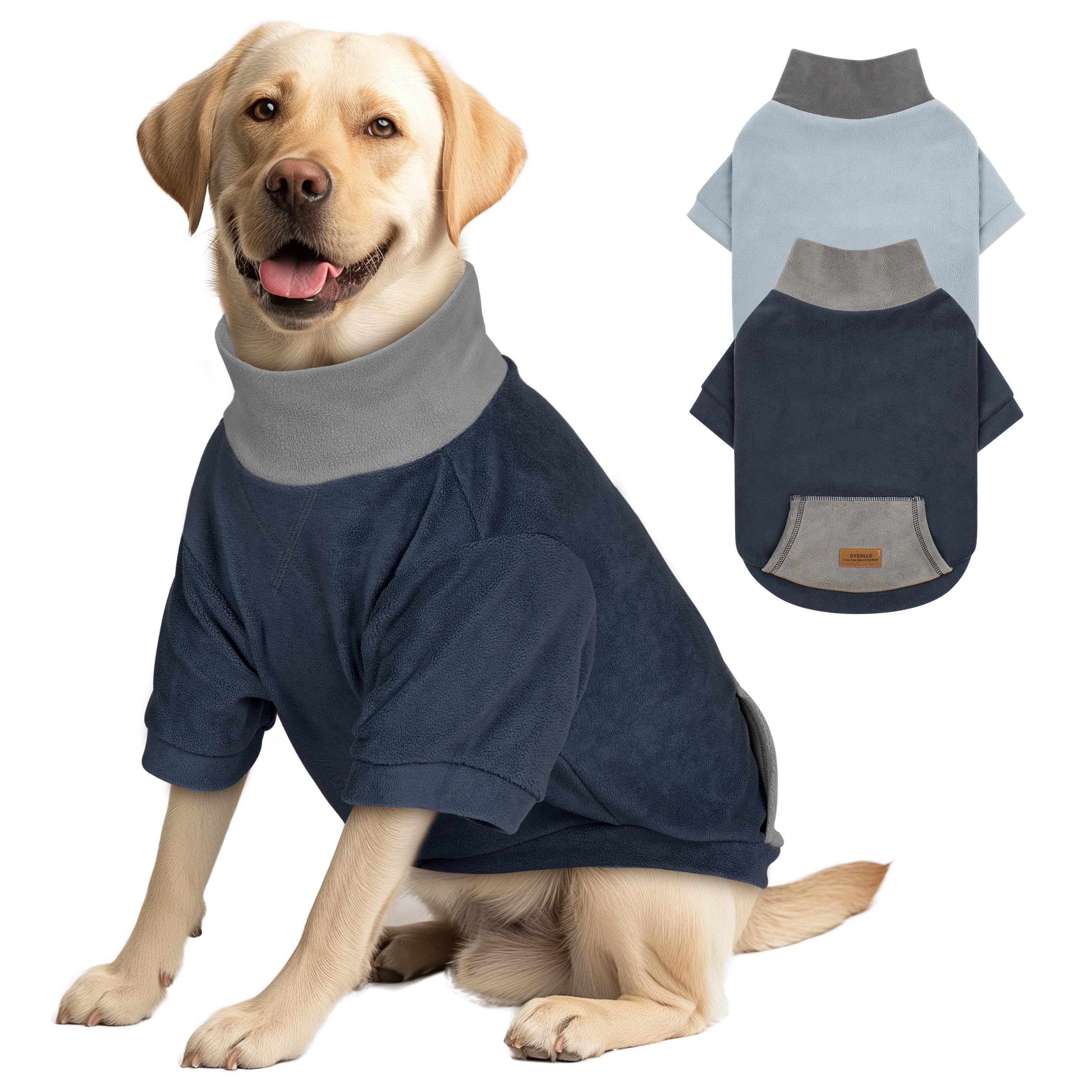 Cyeollo 2 Pack Dog Sweaters For Large Dogs, Soft Turtleneck Sweatshirt For Dogs Male, Warm Dog Sweatshirt, Stretchy Comfortable 