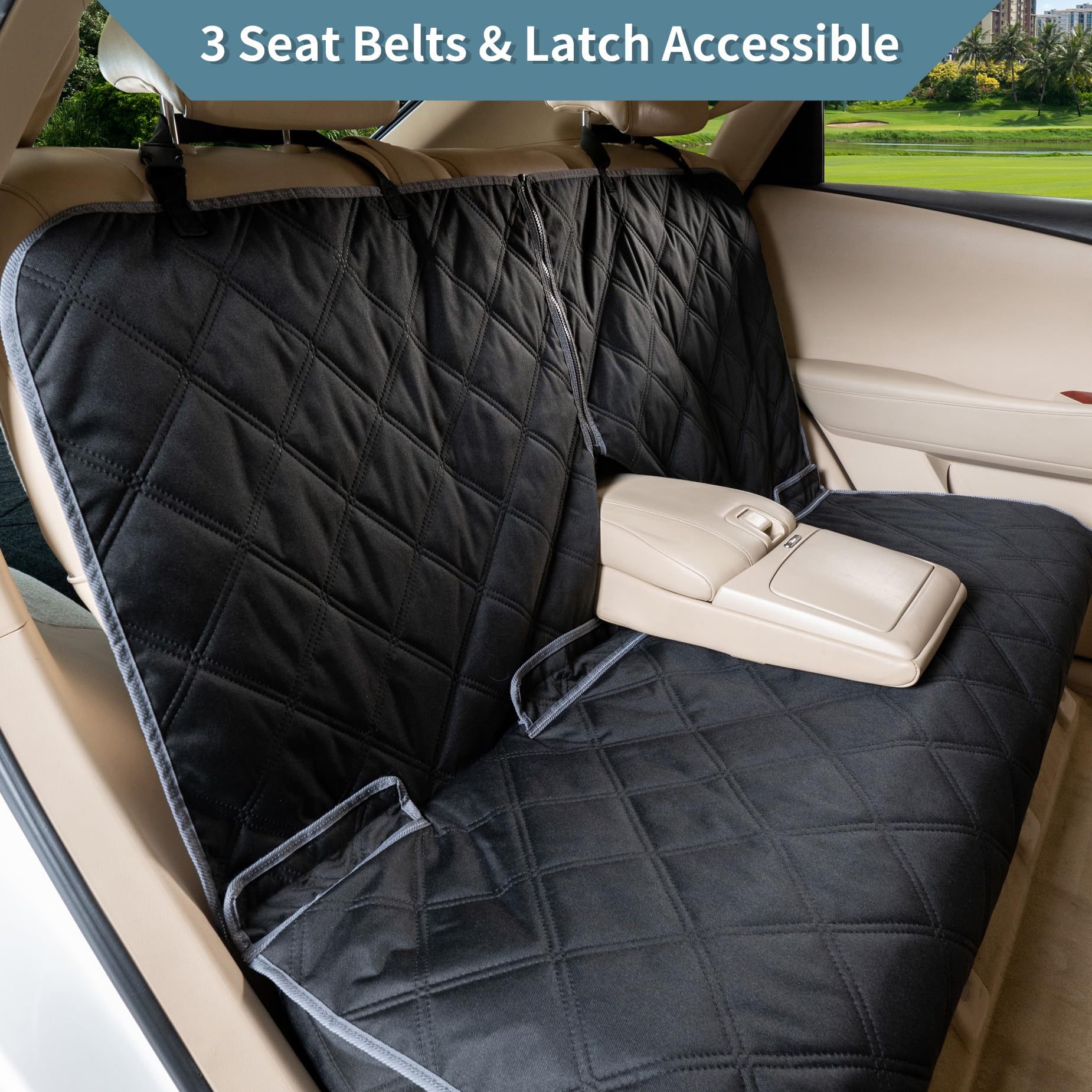 Zq Bench Car Seat Cover For Dogs, Waterproof Rear Seat Protector Stays Securely In Place For Pets, Dog Backseat Cover Fit For St