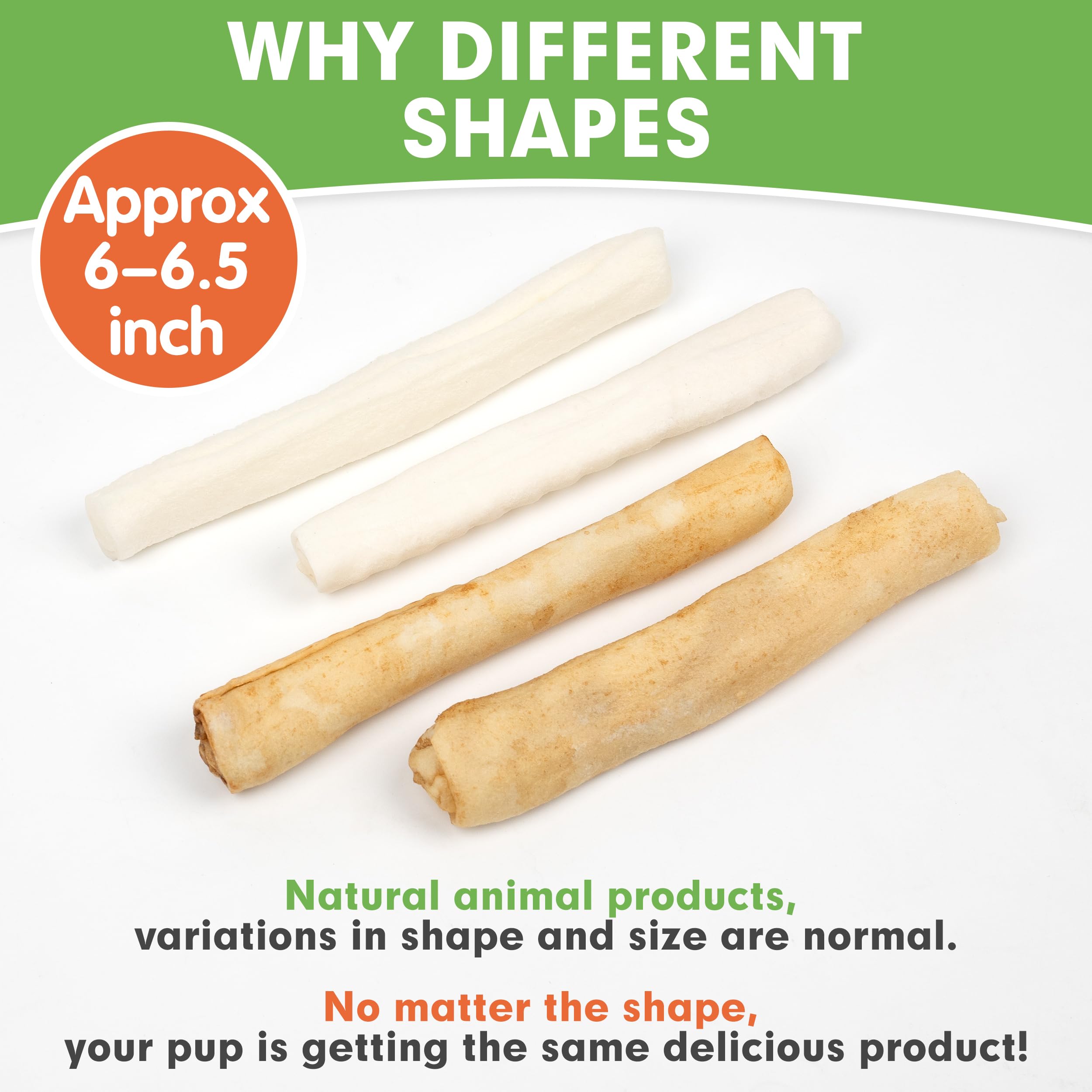 MON2SUN Dog Rawhide Rolls Twist Sticks 6-6.5 Inch Natural Dog Treat Dog Rawhide Chews 18 Count for Puppy and Small Dogs