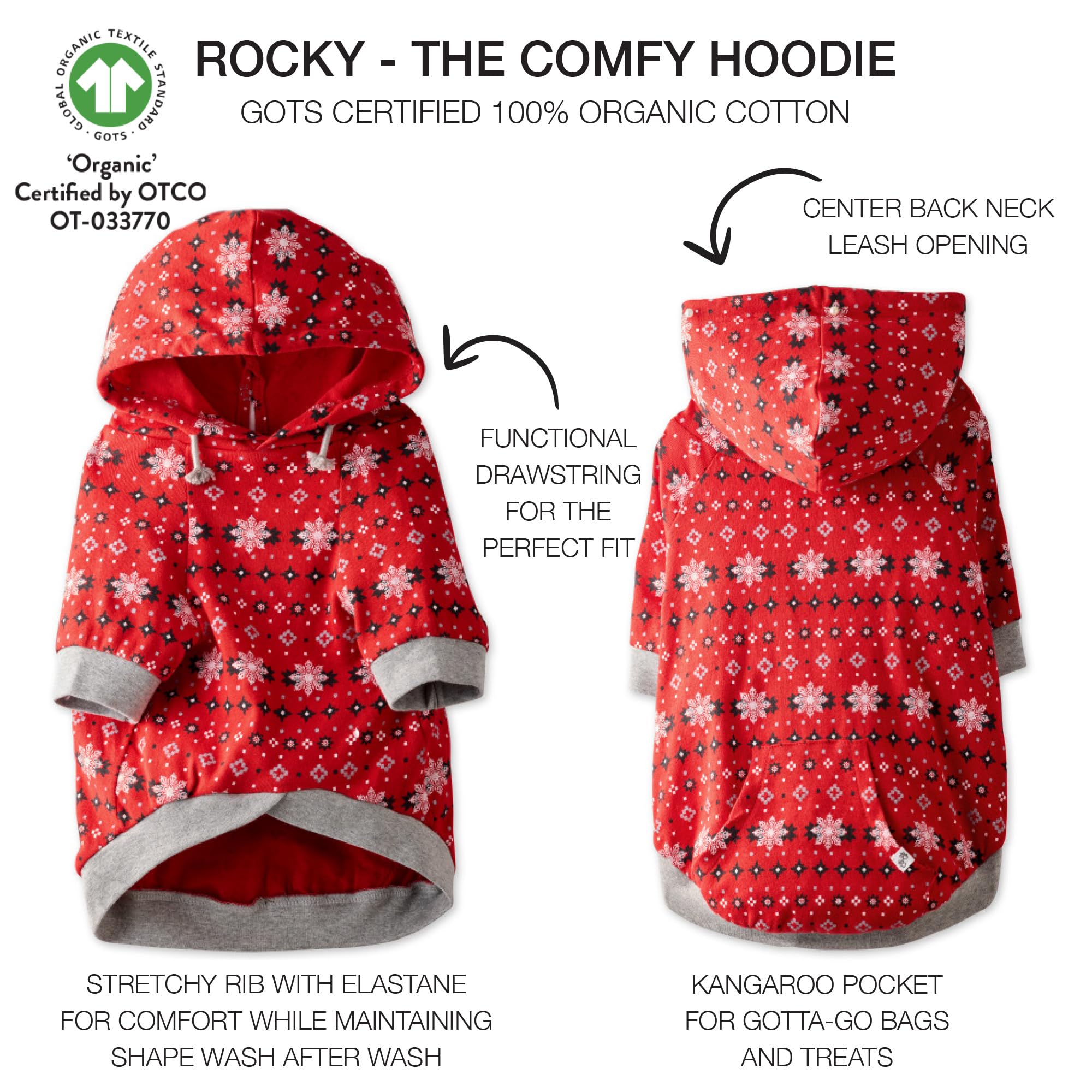 Pet Passion 100% Organic Cotton Dog Hoodie Pet Coat for Small, Medium and Large Dogs, Fair Isle, Large