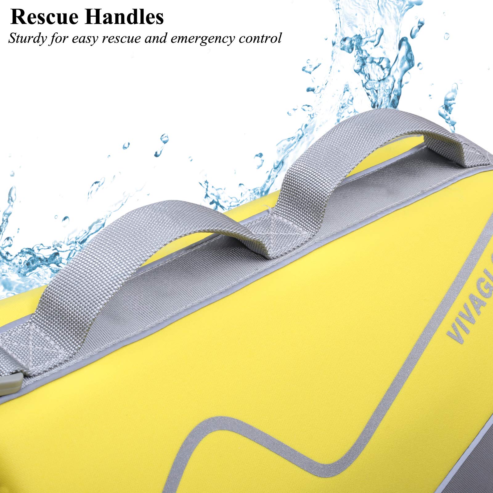 Vivaglory Neoprene Dog Life Jacket Dog Flotation Vest For Boating Hunting & Swimming, Lightweight With Leash Ring, L, Yellow