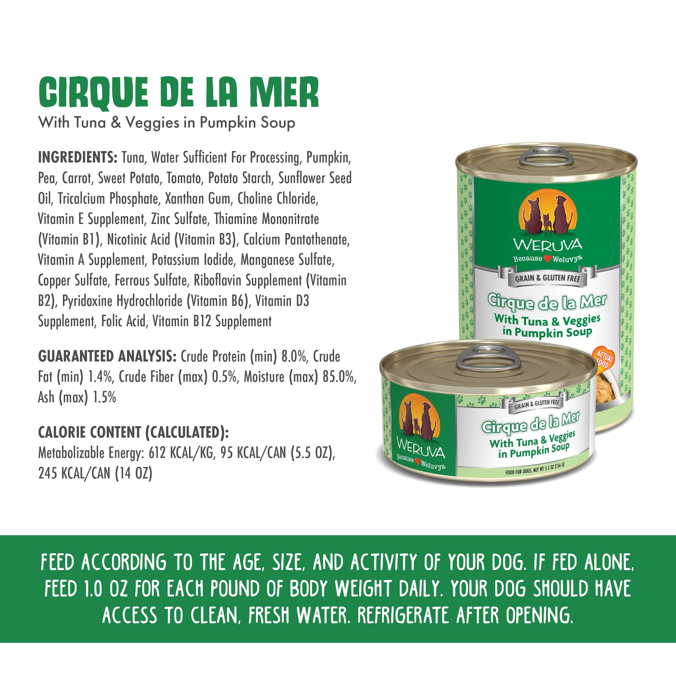 Weruva Classic Dog Food, Cirque de la Mer with Tuna & Veggies in Gravy, 5.5oz Can (Pack of 24)