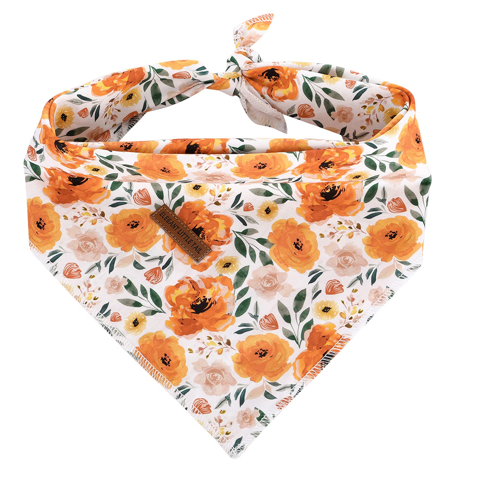 Elegant Little Tail Dog Bandanas - 1Pack Floral Print Washable Dog Scarf Female Square Dog Bib Kerchief Scarf Adjustable Pet Bandana For Medium Large Dogs