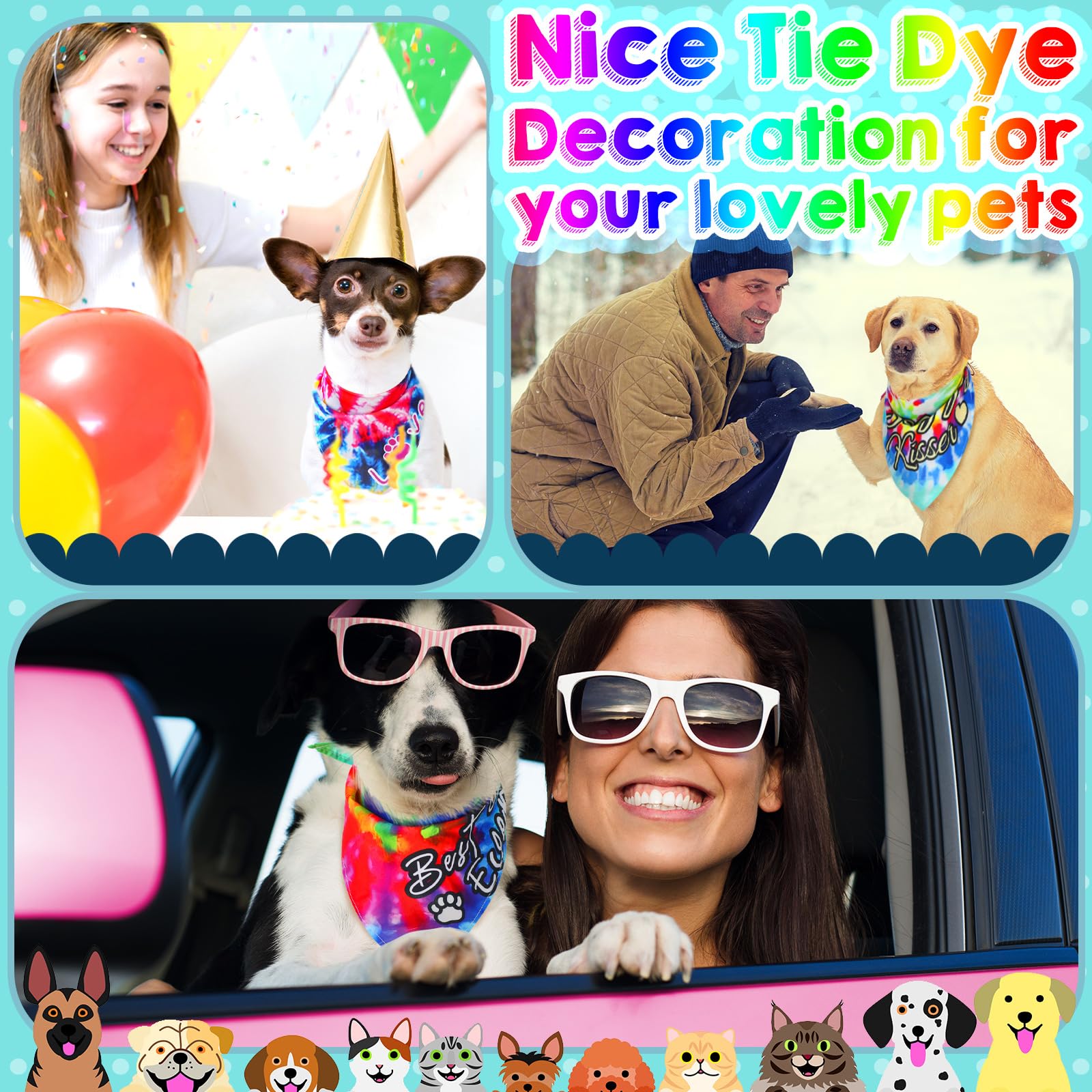 Huhumy 50 Pcs Dog Bandanas Bulk Pet Bibs Colorful Triangle Scarf Pet Bandanas For Medium Large Dogs Spring Summer Birthday Costu