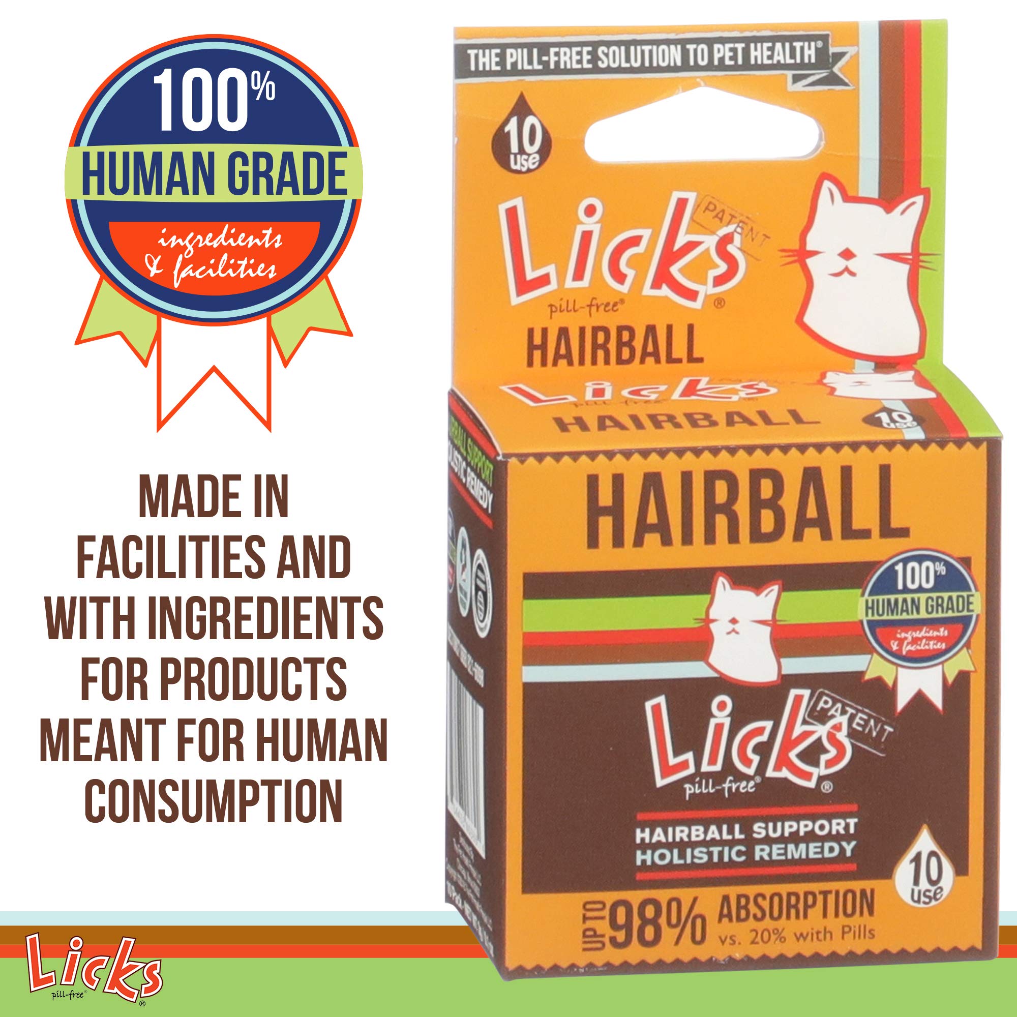 Licks - Hairball Remedy for Cats - Cat Hairball Treatment Containing Flax Seed Oil, Cod Liver Oil, and Sorbitol - LiquiPaks - 10