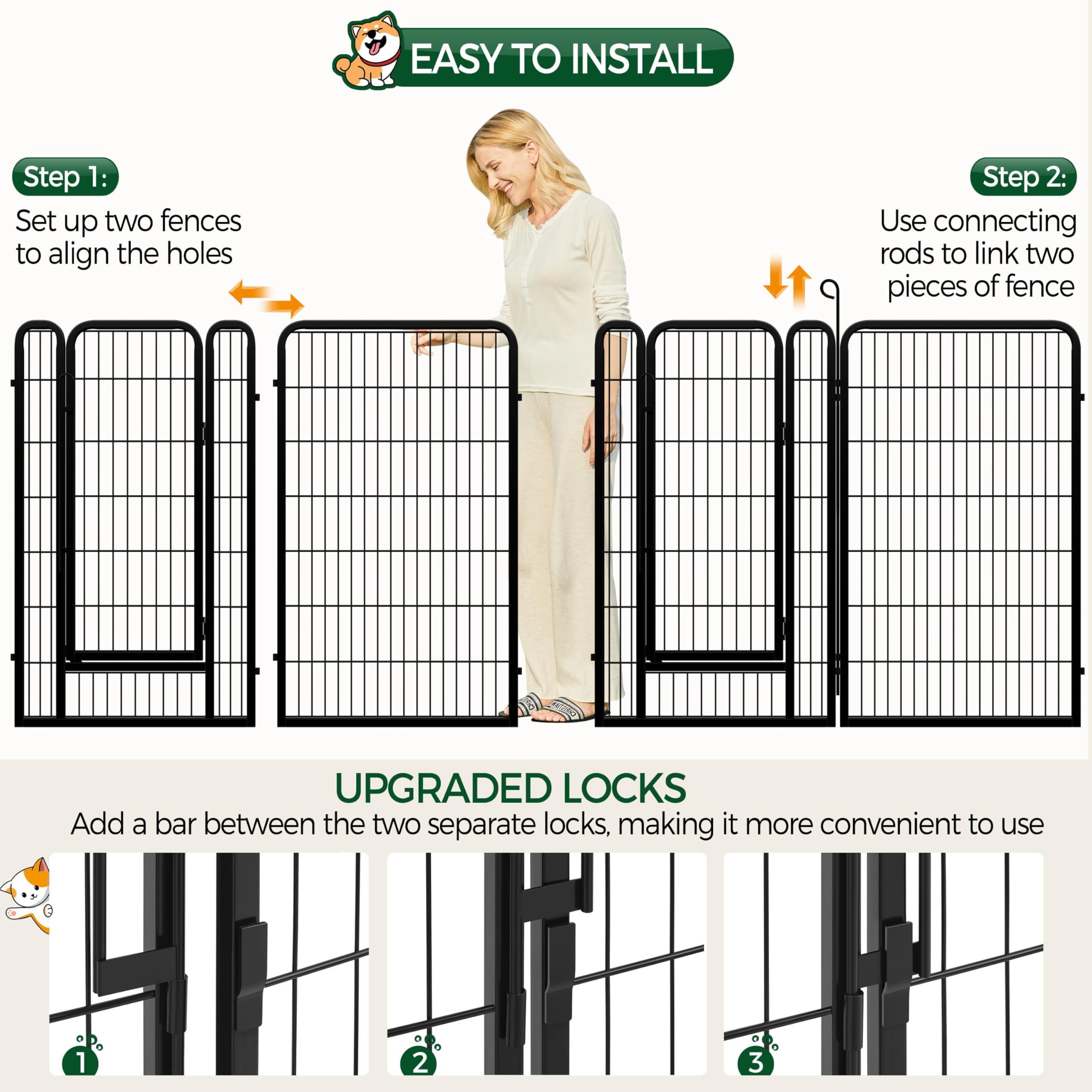 Yaheetech Dog Playpen Outdoor, 47 Inch 16 Panels Dog Pen Indoor Heavy Duty Puppy Exercise Pen Metal Pet Fence For Rv Camping/Yar