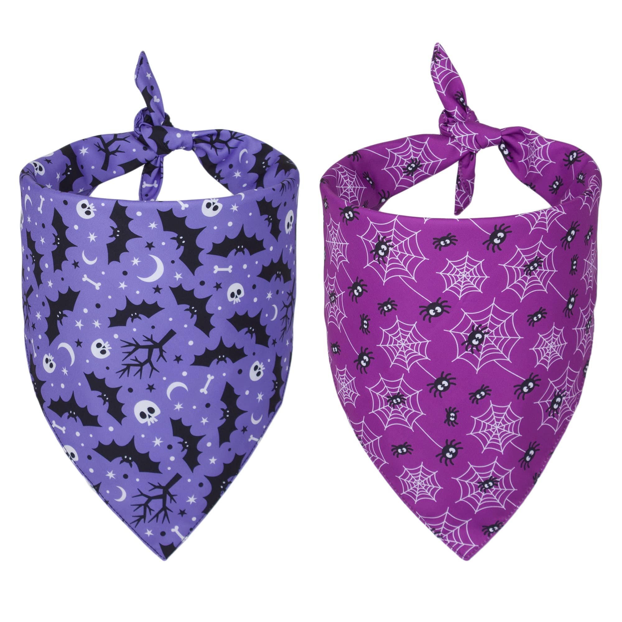 Adoggygo 2 Pack Halloween Dog Bandanas, Reversible Triangle Dog Scarf Accessories Halloween Bandanas For Large And Extra Large Dogs Pets (X-Large, Halloween-2)