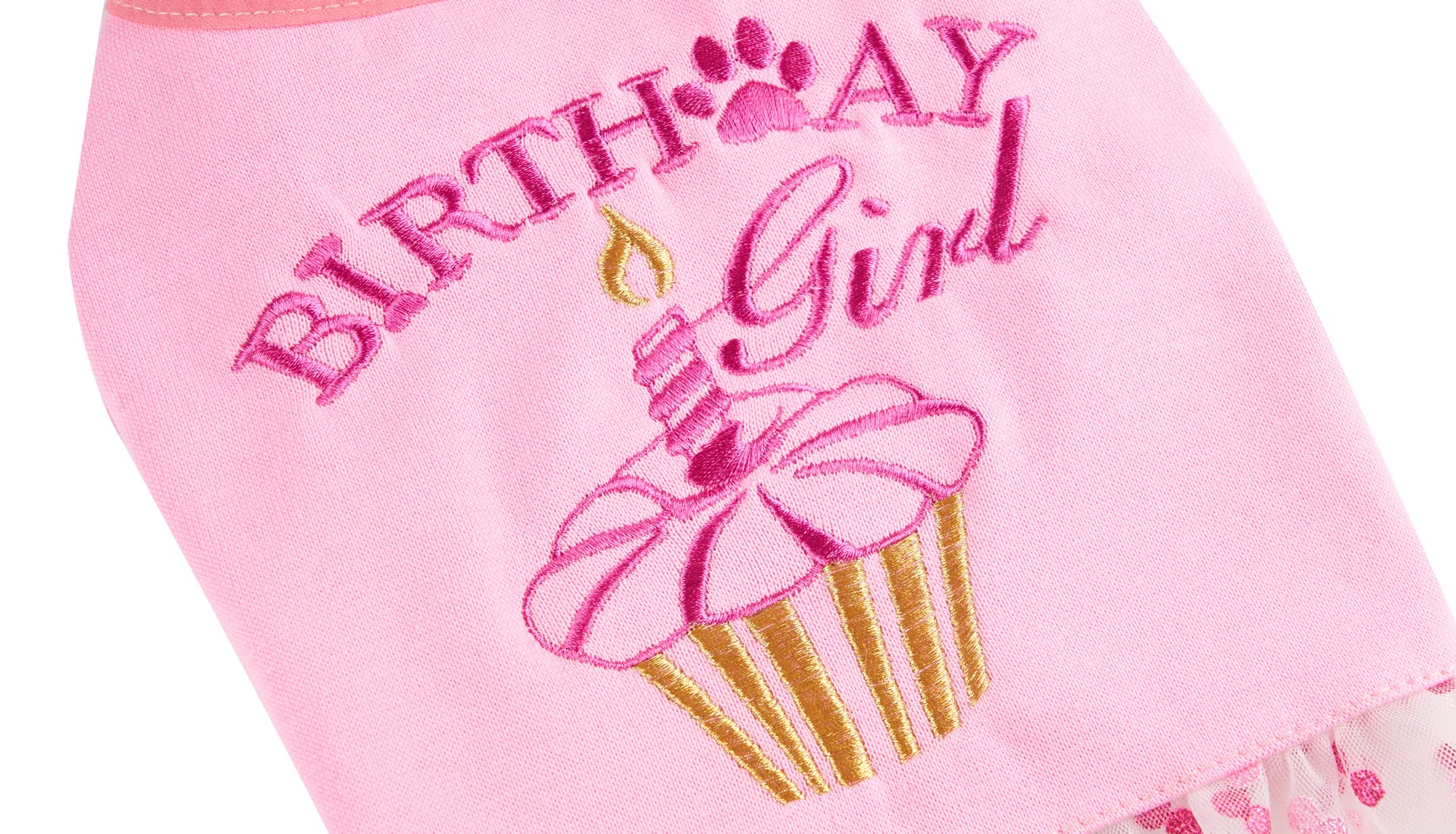 Birthday Cake Birthday Girl Polka Dot Tulle Dog Dress For Small Dogs Girl, Cat Dresses, Princess Pink Small (S) 12' Back