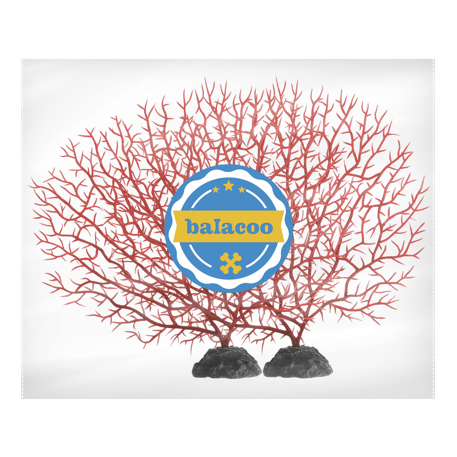 Balacoo 2Pcs Aquarium Sea Coral Ornament Plastic Artificial Red Sea Fan Coral Fish Tank Decoration Underwater Sea Plant Layout L