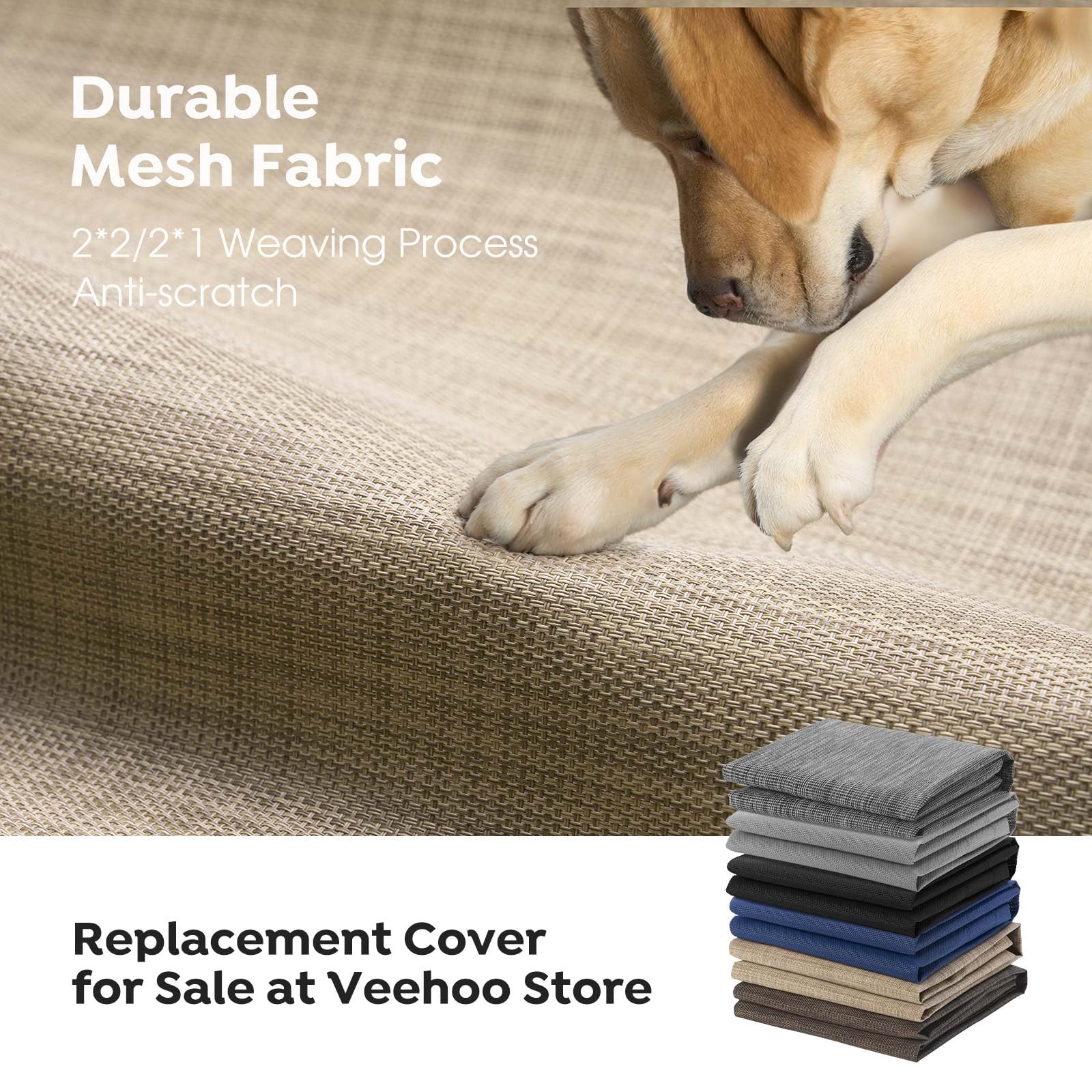 Veehoo Cooling Elevated Dog Bed, Portable Raised Pet Cot With Washable & Breathable Mesh, No-Slip Feet Durable Dog Cots Bed For Indoor & Outdoor Use, Medium, Cwc1803-M Beige Coffee