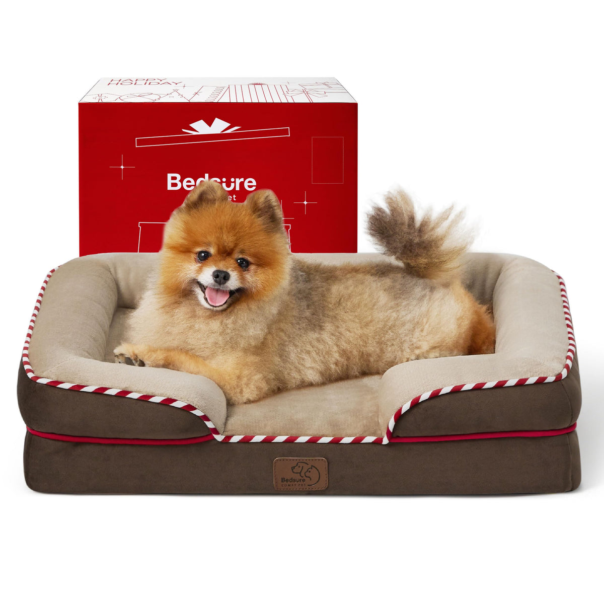 Bedsure Small Orthopedic Dog Bed - Washable Bolster Dog Sofa Beds For Small Dogs, Supportive Foam Pet Couch Bed With Removable Washable Cover, Waterproof Lining And Nonskid Bottom, Brown