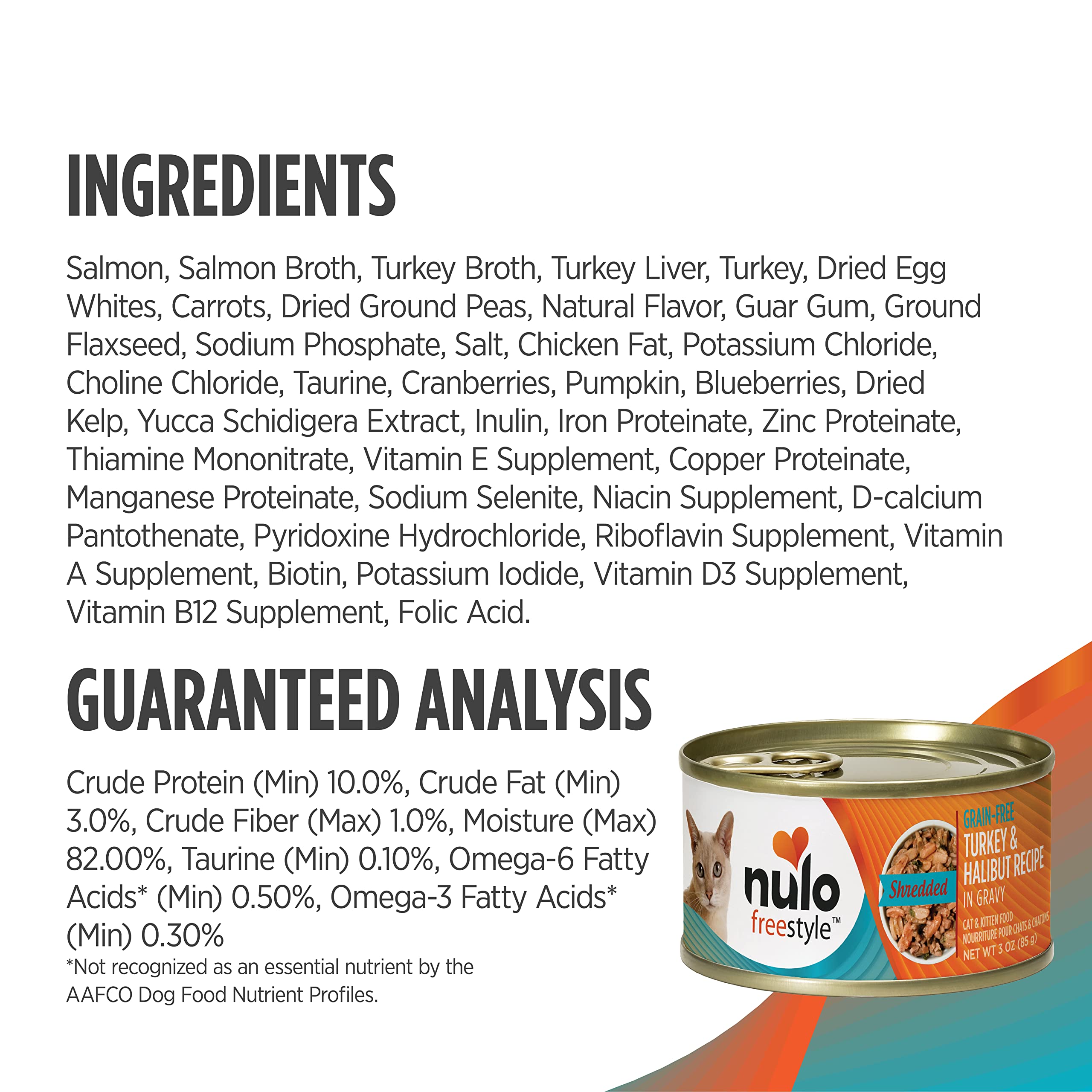 Nulo Freestyle Shredded Canned Wet Cat Food Variety Bundle - 3 oz. - 3 Flavors - Chicken & Duck, Beef & Rainbow Trout, and Turke
